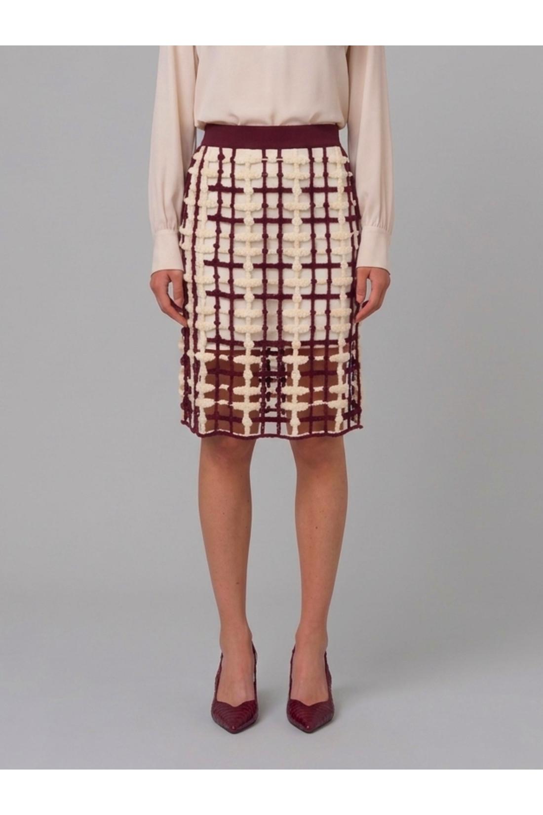 Burgundy mesh midi skirt