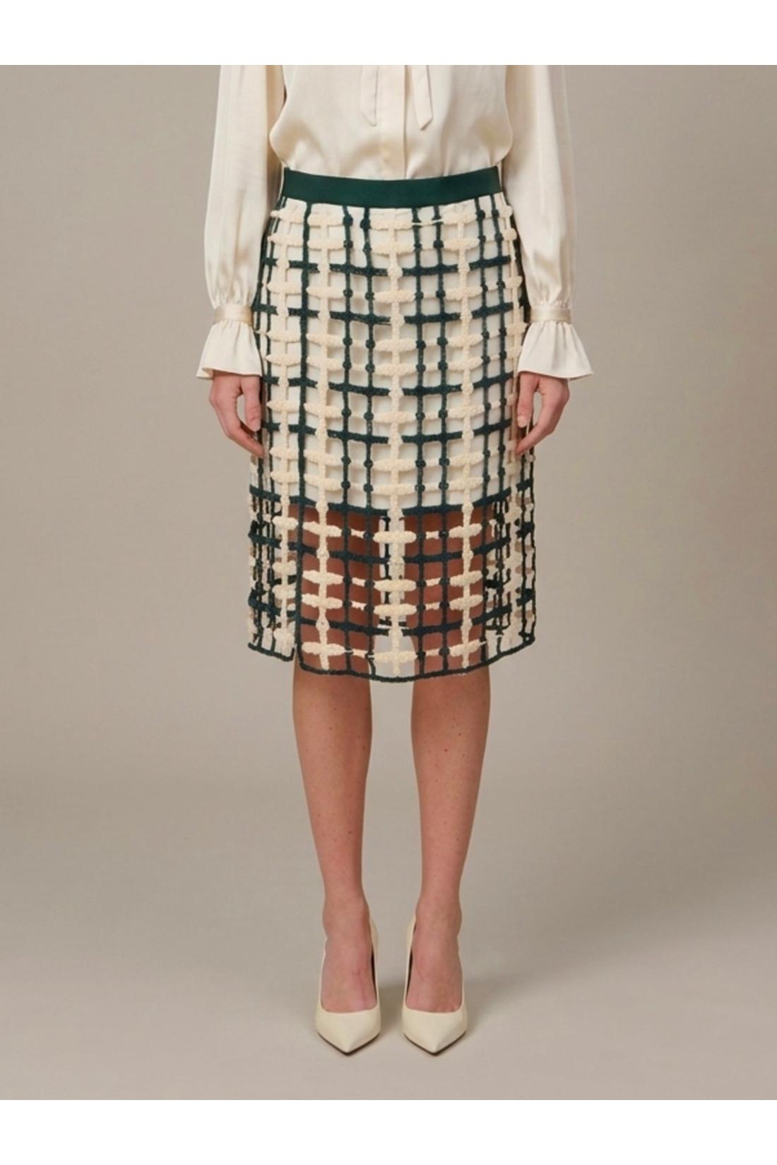 Green mesh midi skirt