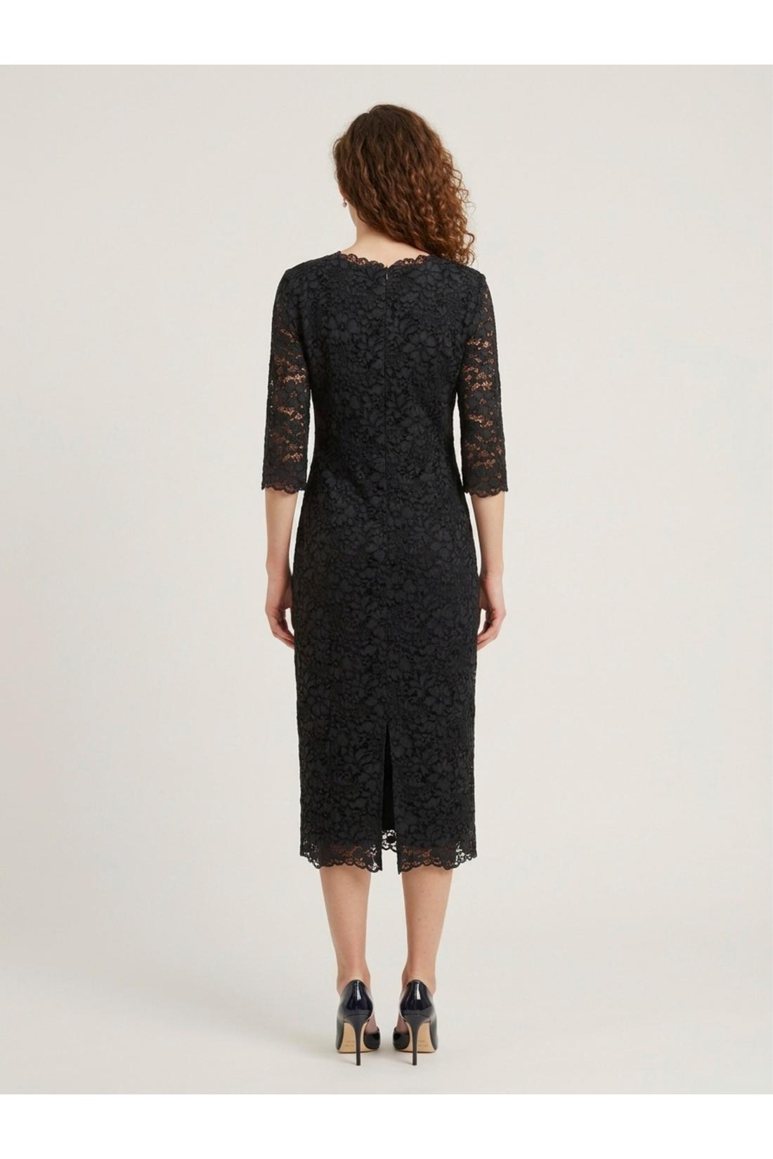 Black lace midi sheath dress