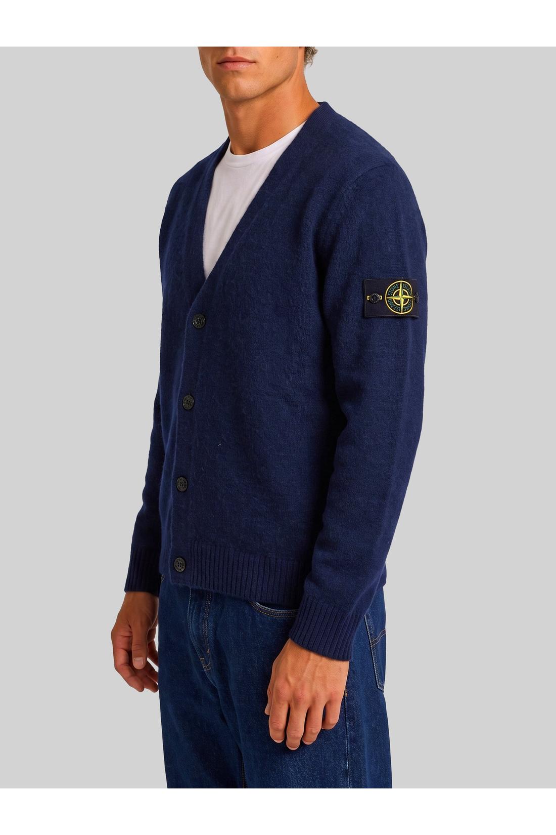 Stone Island-OUTLET-SALE-Navy alpaca cardigan-ARCHIVIST