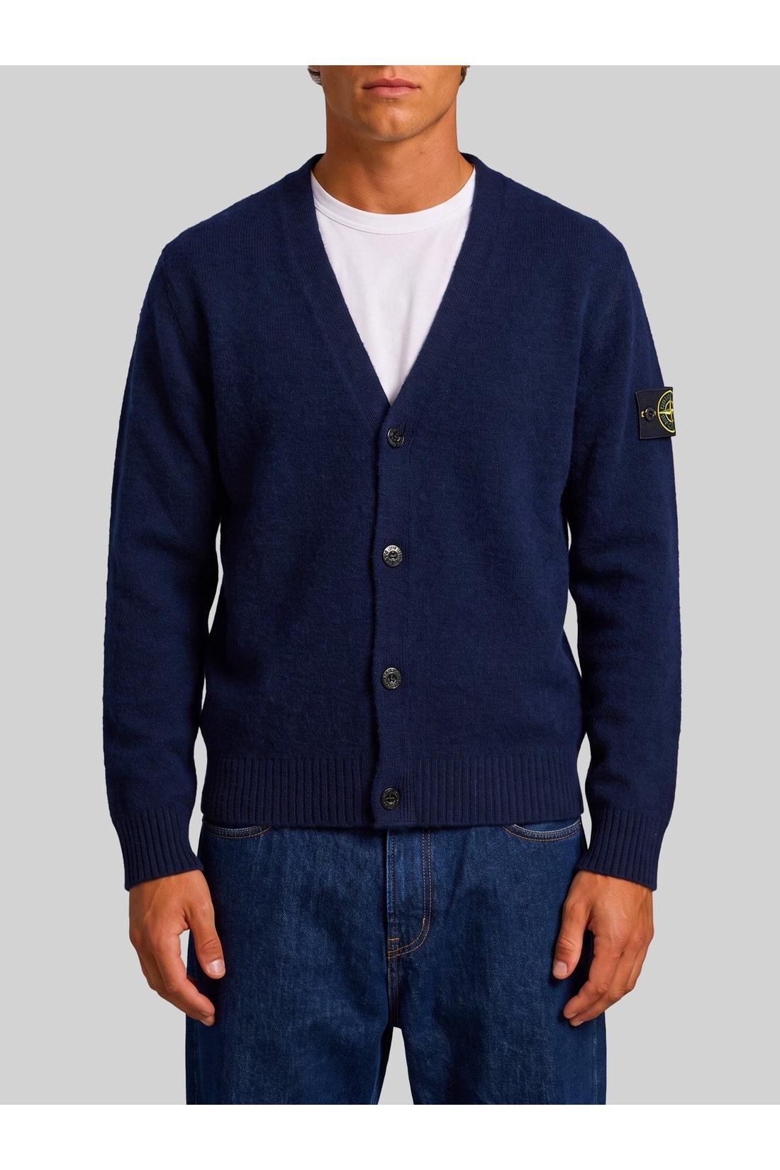 Stone Island-OUTLET-SALE-Navy alpaca cardigan-ARCHIVIST