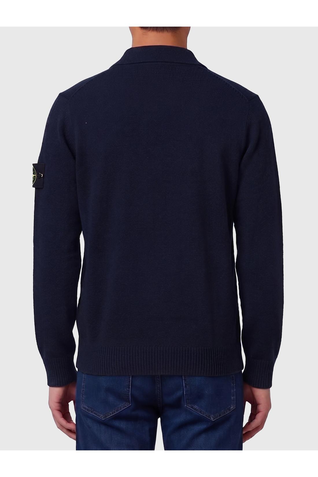 Stone Island-OUTLET-SALE-Navy blue RWS virgin wool polo shirt-ARCHIVIST