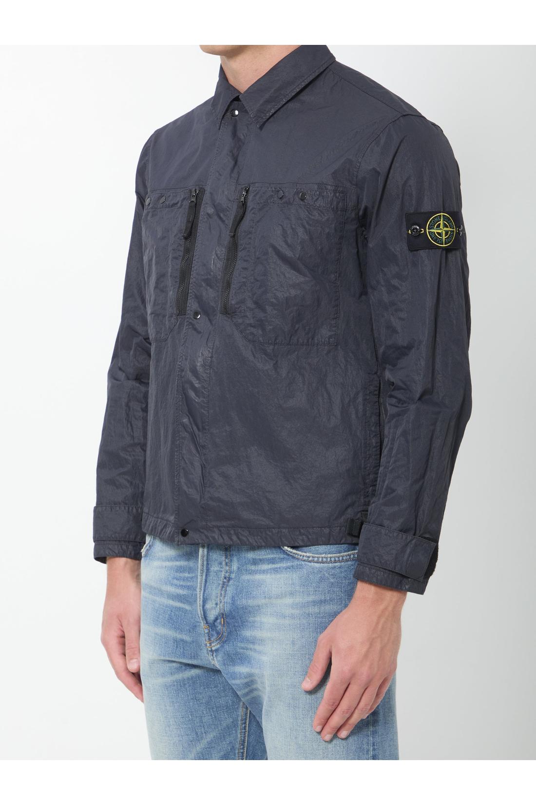 Navy blue nylon overshirt-Shirts-Stone Island-OUTLET-ARCHIVIST-ARCHIVE-SALE