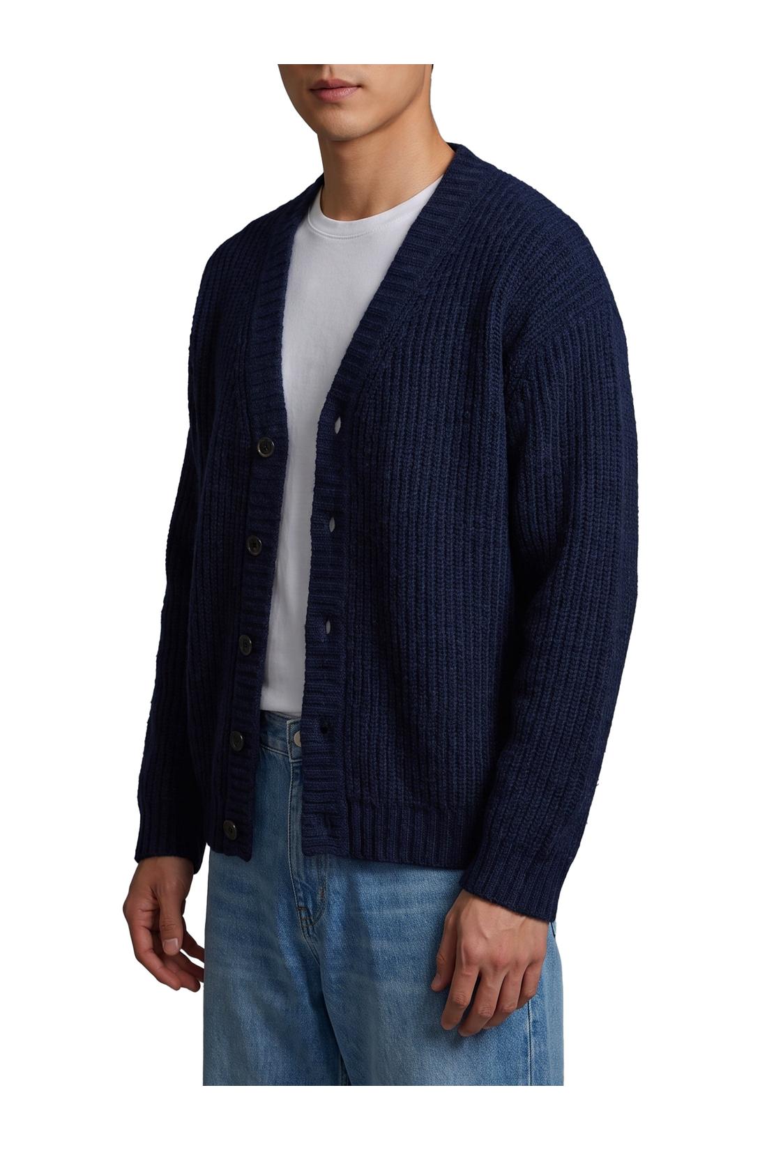 Roberto collina-OUTLET-SALE-Navy blue wool cardigan over-ARCHIVIST