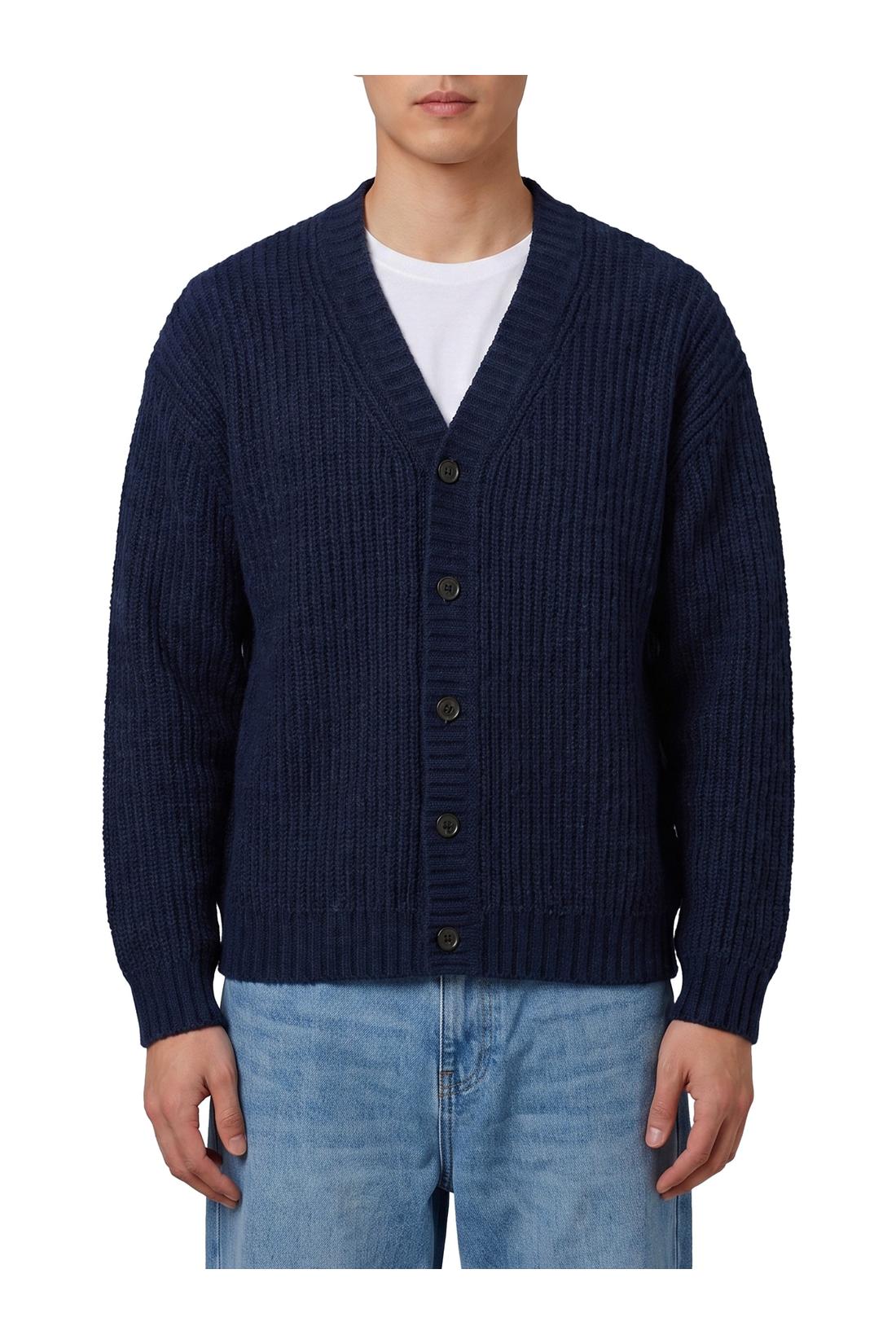 Roberto collina-OUTLET-SALE-Navy blue wool cardigan over-ARCHIVIST