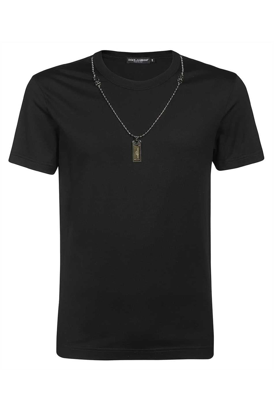 Dolce & Gabbana-OUTLET-SALE-Necklace detail cotton t-shirt-ARCHIVIST