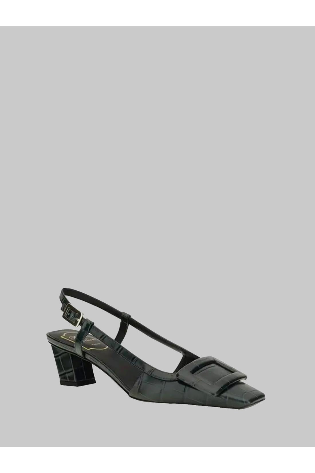 Roger Vivier-OUTLET-SALE-Night Green Belle Vivier slingback pumps-ARCHIVIST
