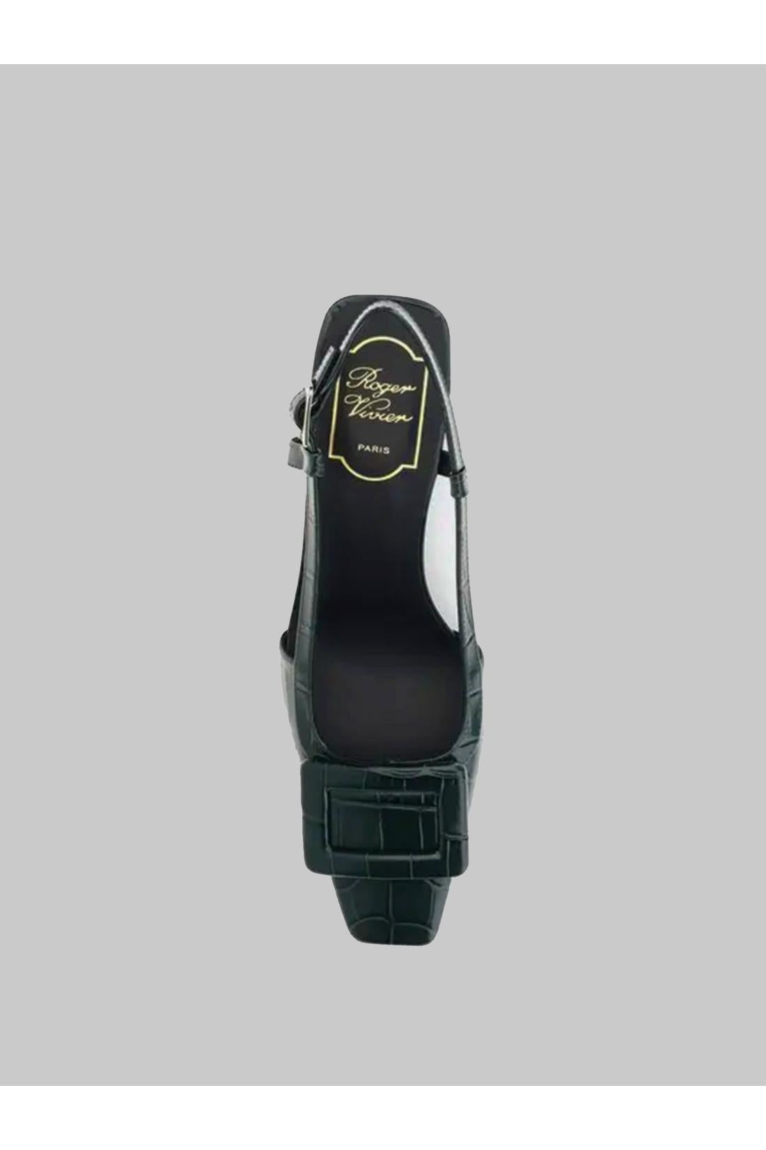 Roger Vivier-OUTLET-SALE-Night Green Belle Vivier slingback pumps-ARCHIVIST
