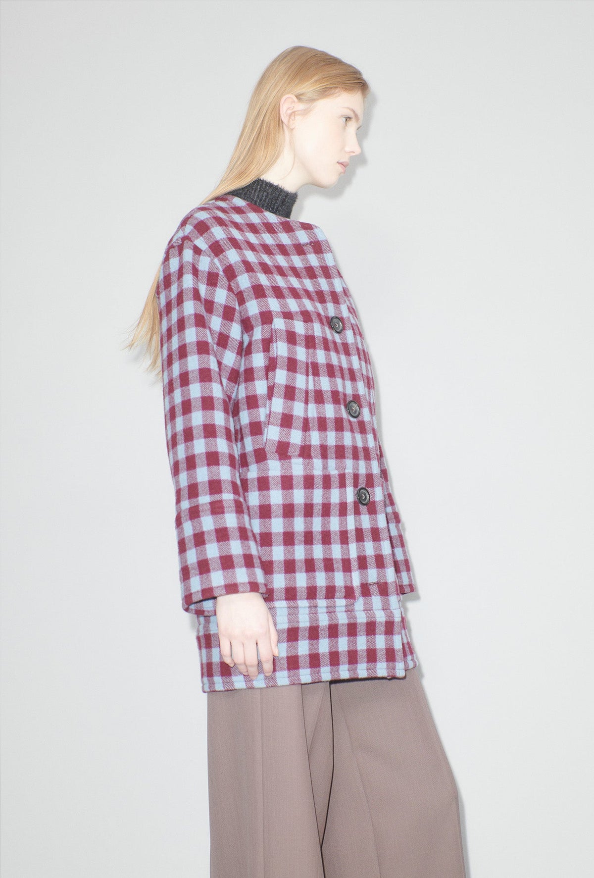 Brushed Vichy Mantel, Crimson-Jacken & Mäntel-Odeeh-ARCHIVIST