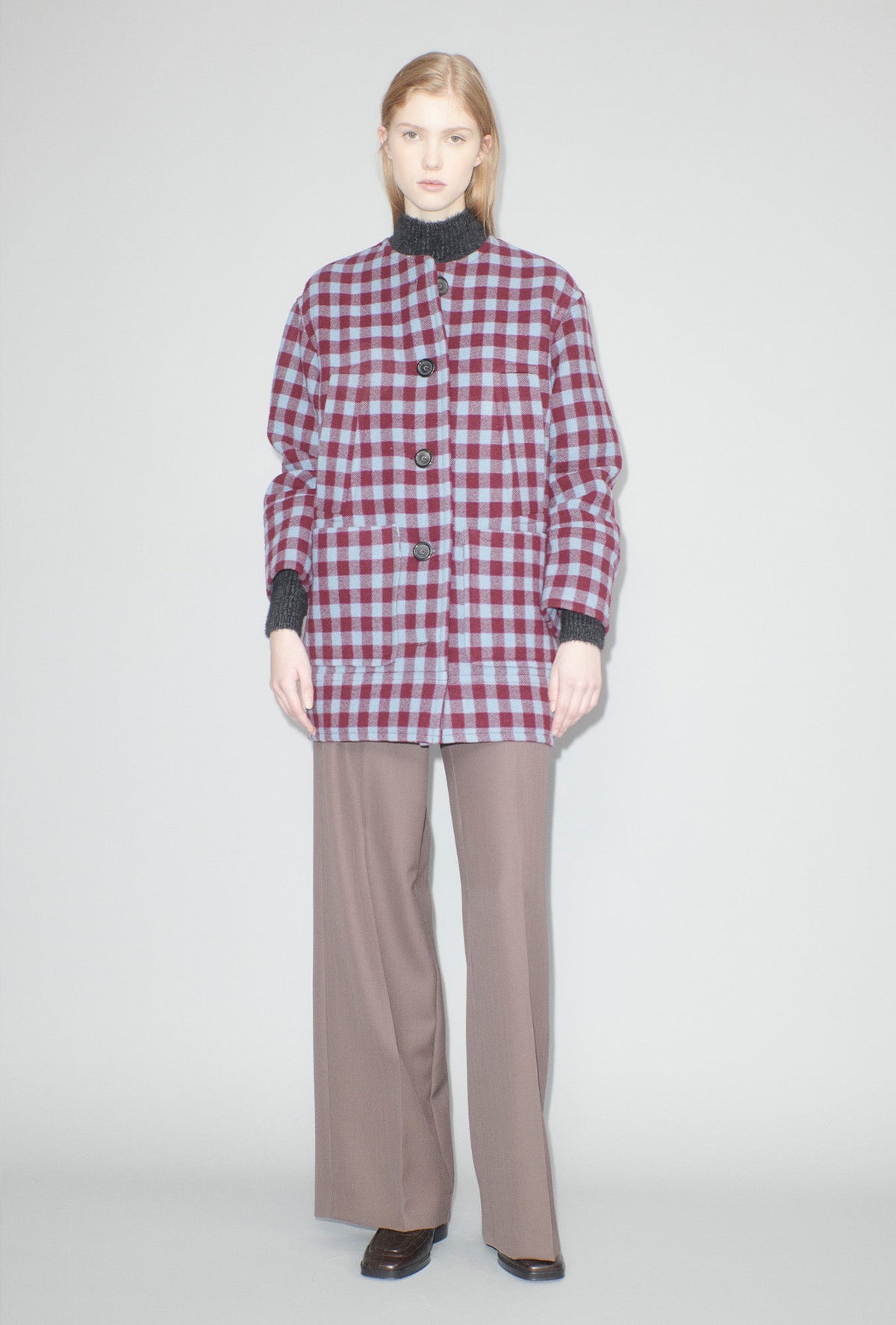 Brushed Vichy Mantel, Crimson-Jacken & Mäntel-Odeeh-34-Crimson-ARCHIVIST
