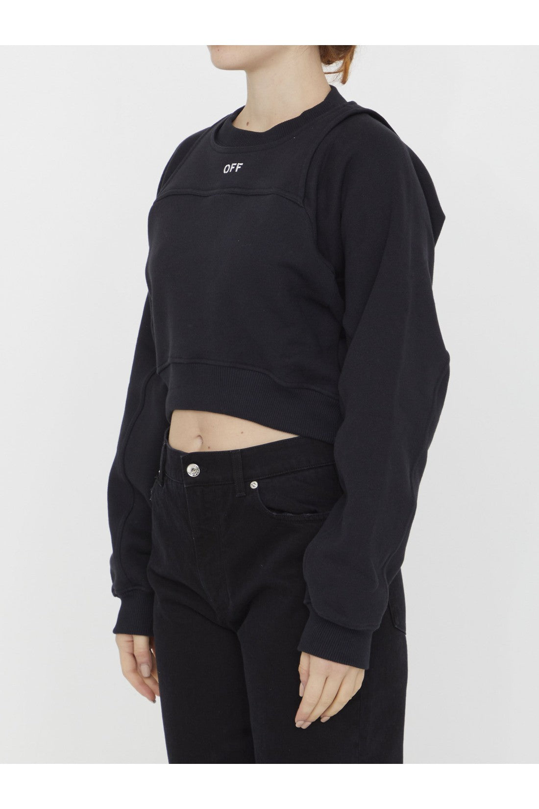 OFF WHITE-OUTLET-SALE-Off logo crop sweatshirt-ARCHIVIST