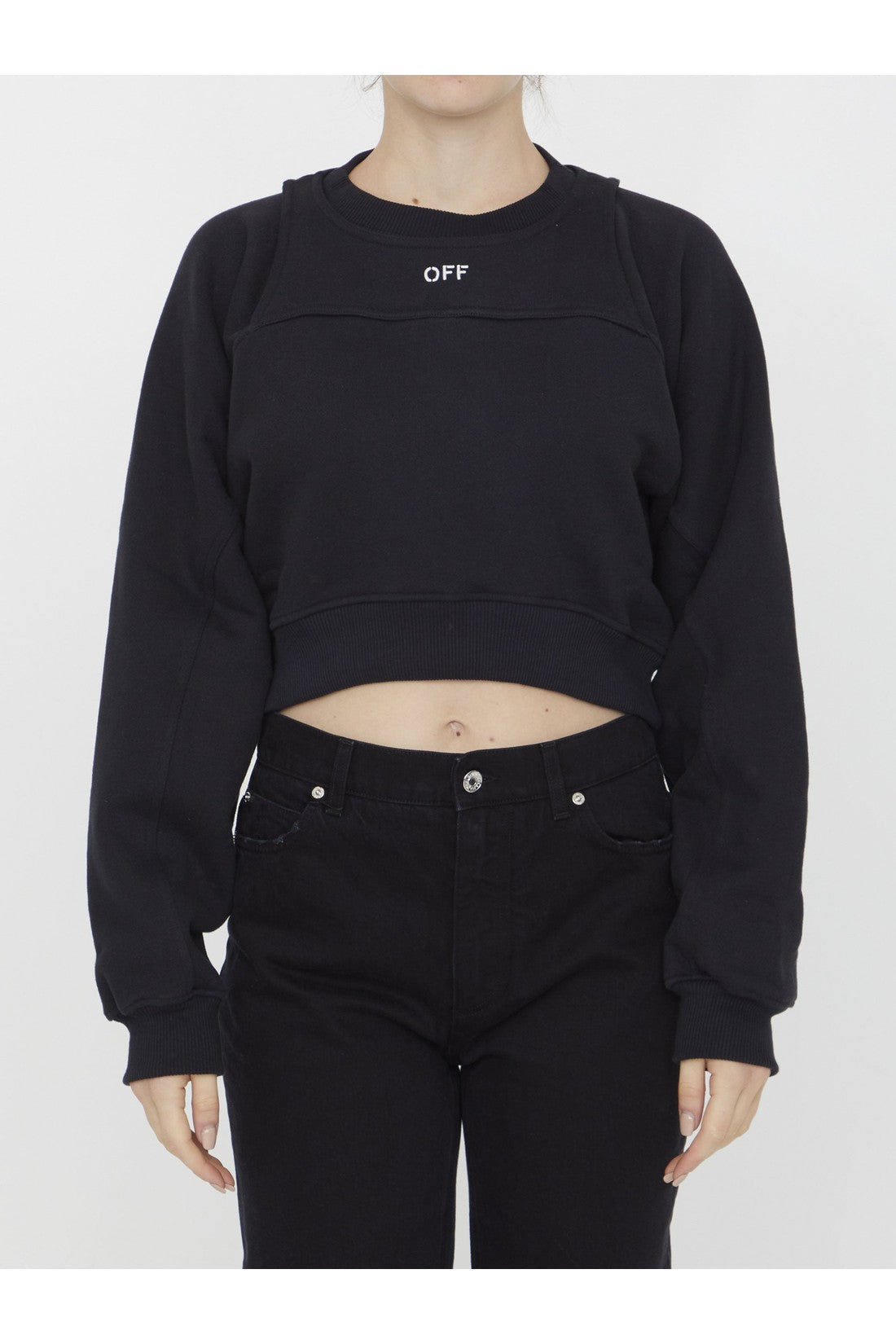 OFF WHITE-OUTLET-SALE-Off logo crop sweatshirt-ARCHIVIST