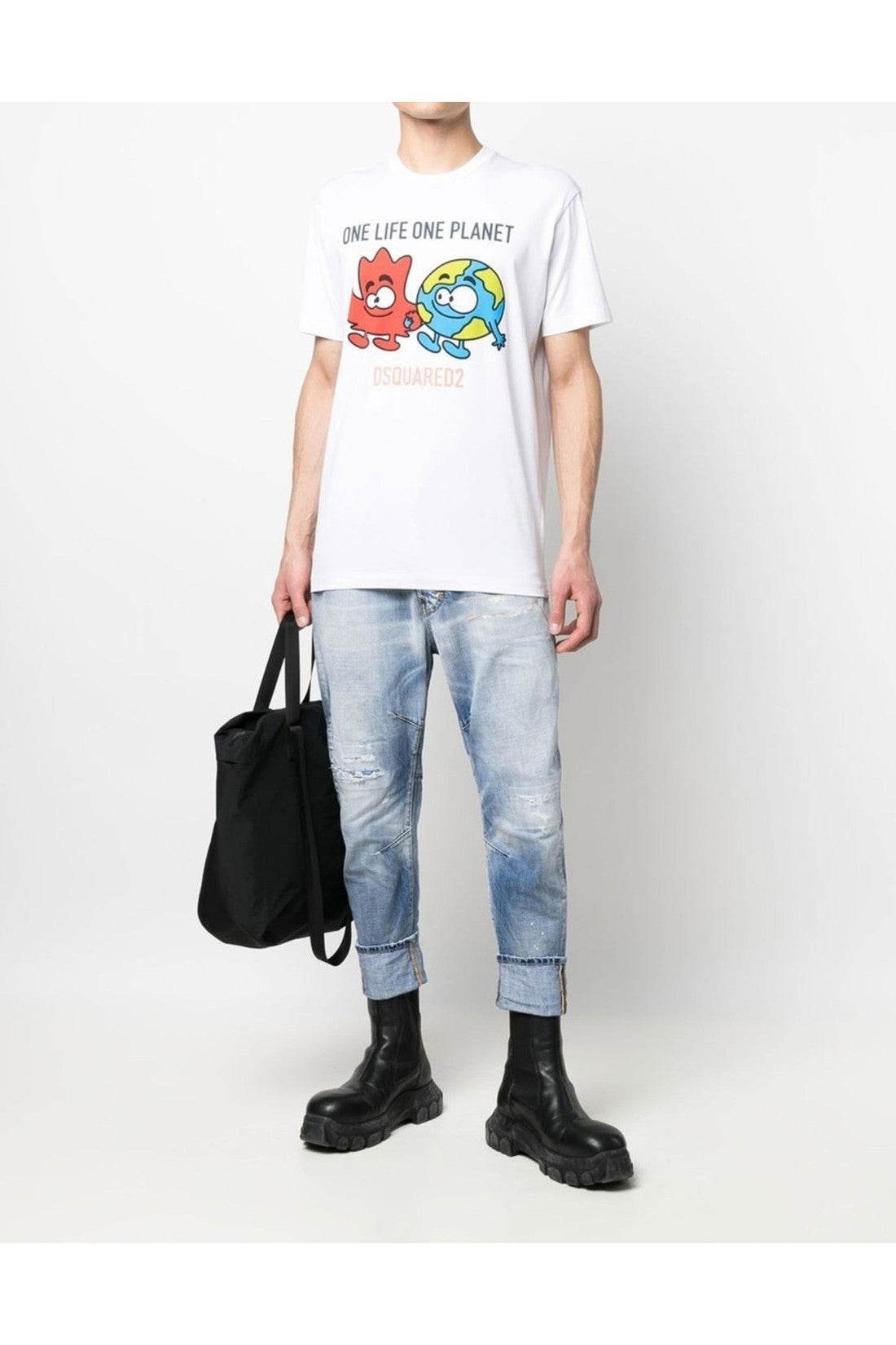 Dsquared2-OUTLET-SALE-One Life One Planet Logo T-Shirt-ARCHIVIST