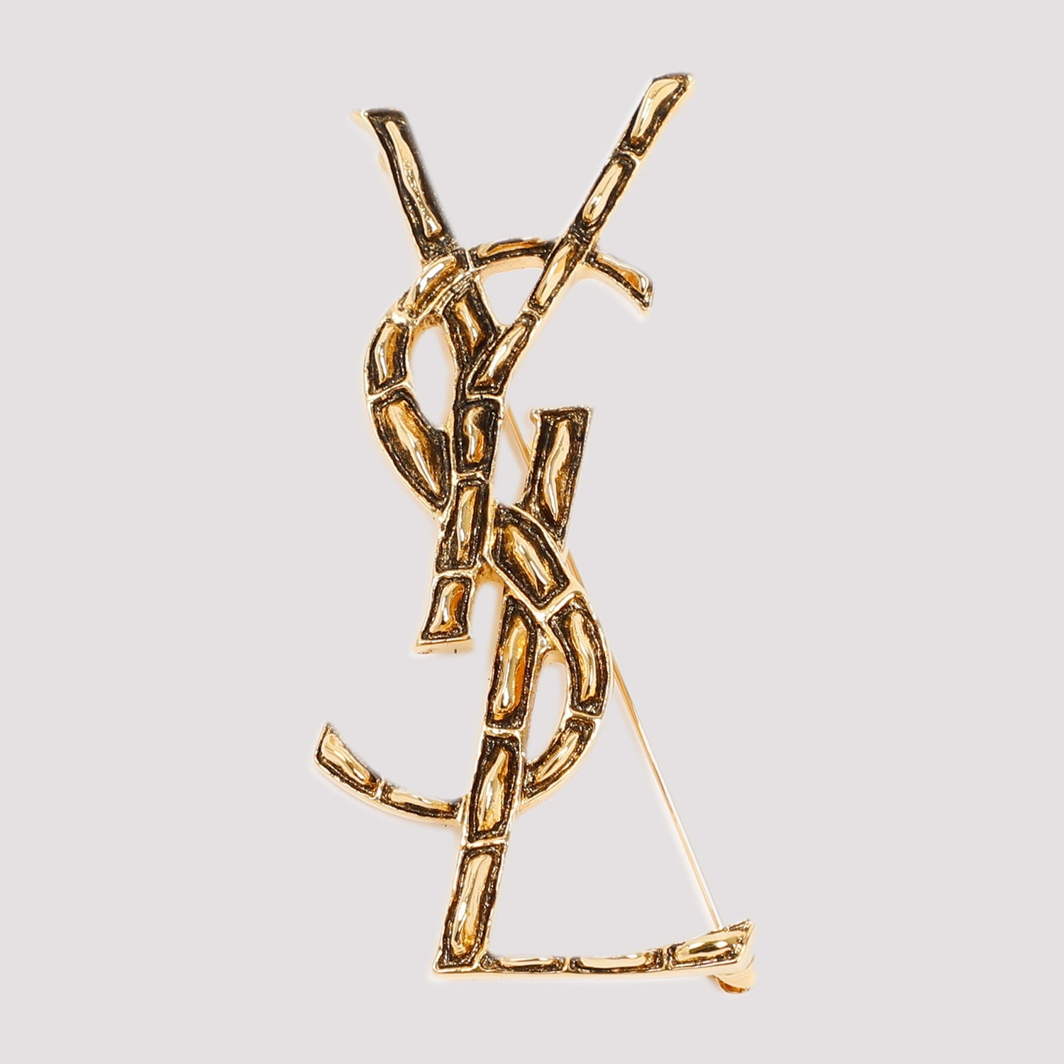 Saint Laurent-OUTLET-SALE-Opyum Textured Coco Brooch-ARCHIVIST