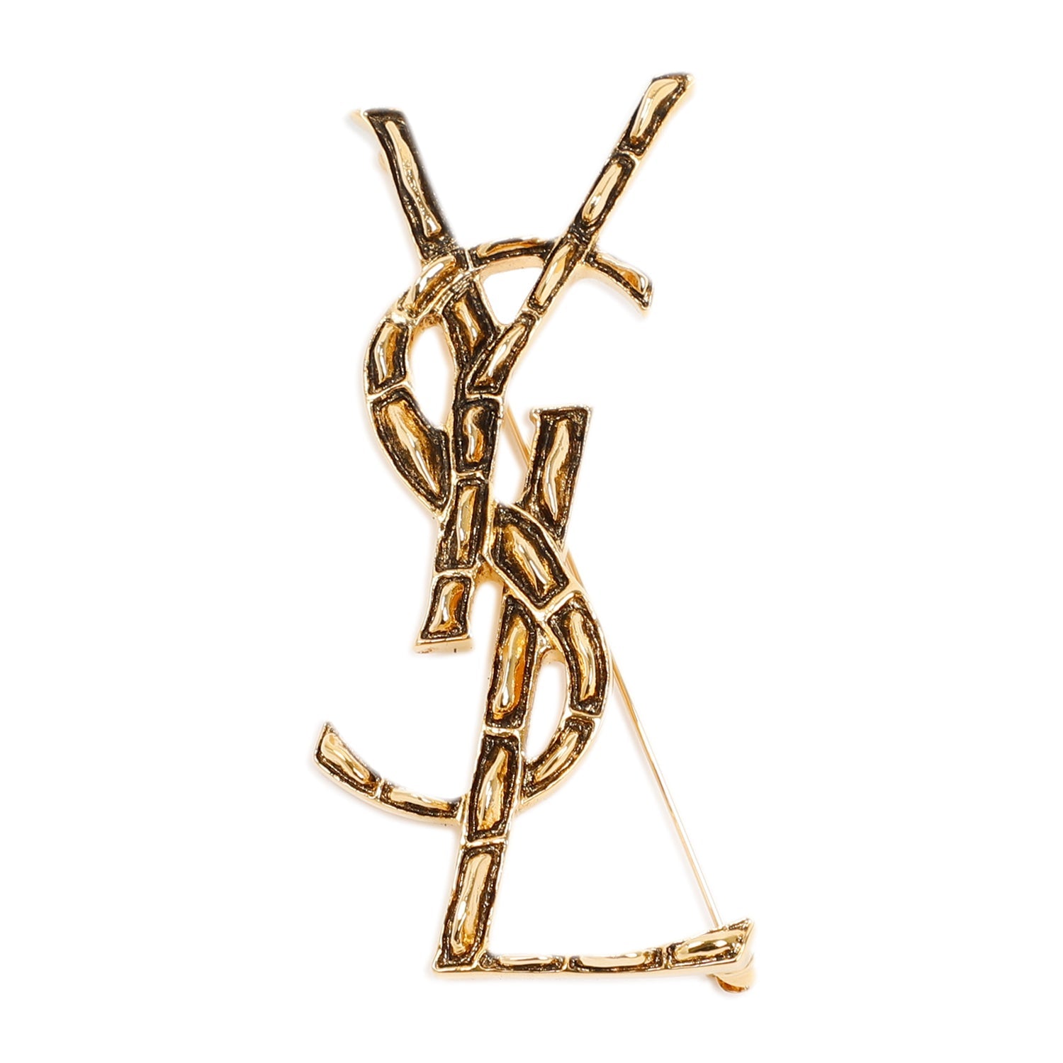 Saint Laurent-OUTLET-SALE-Opyum Textured Coco Brooch-ARCHIVIST
