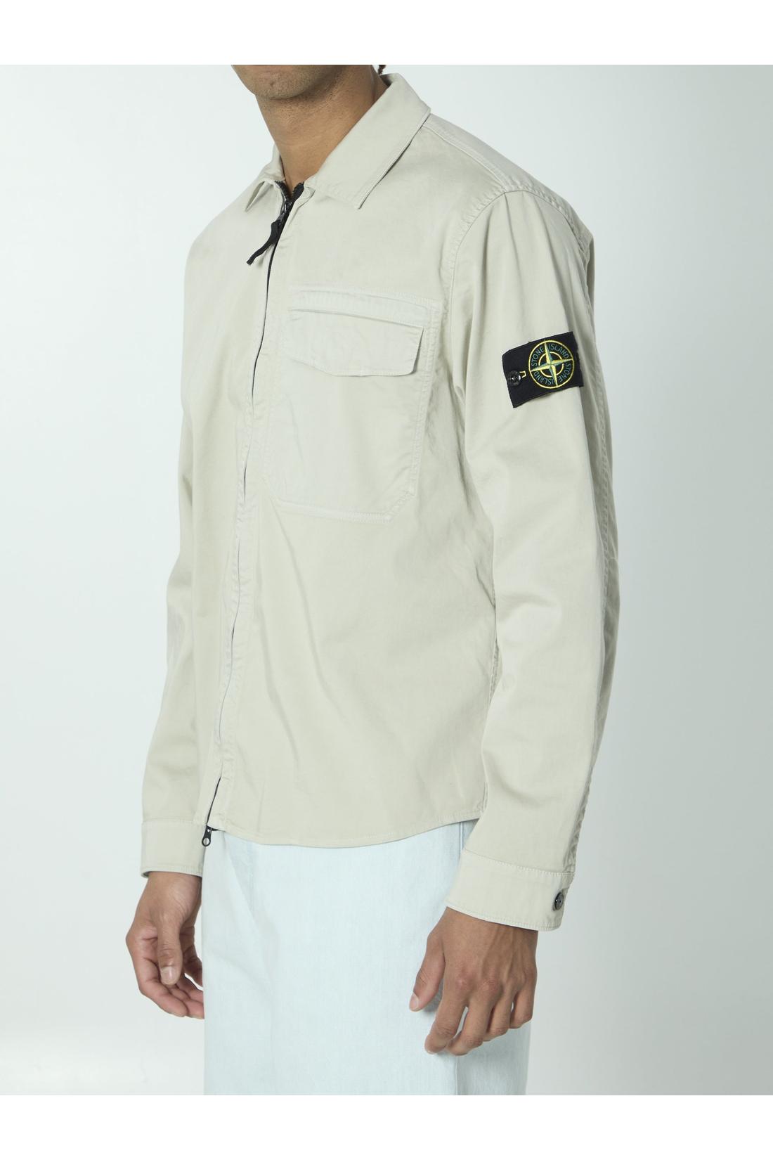 Stone Island-OUTLET-SALE-Organic cotton satin overshirt-ARCHIVIST
