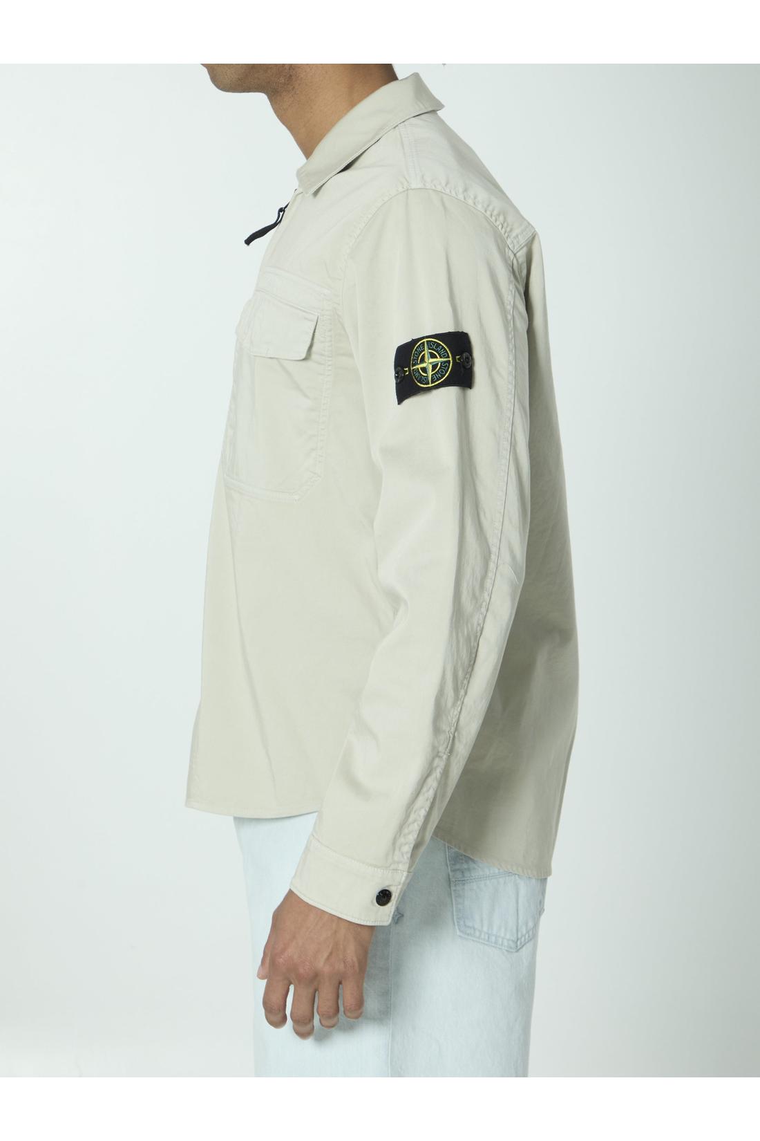 Stone Island-OUTLET-SALE-Organic cotton satin overshirt-ARCHIVIST
