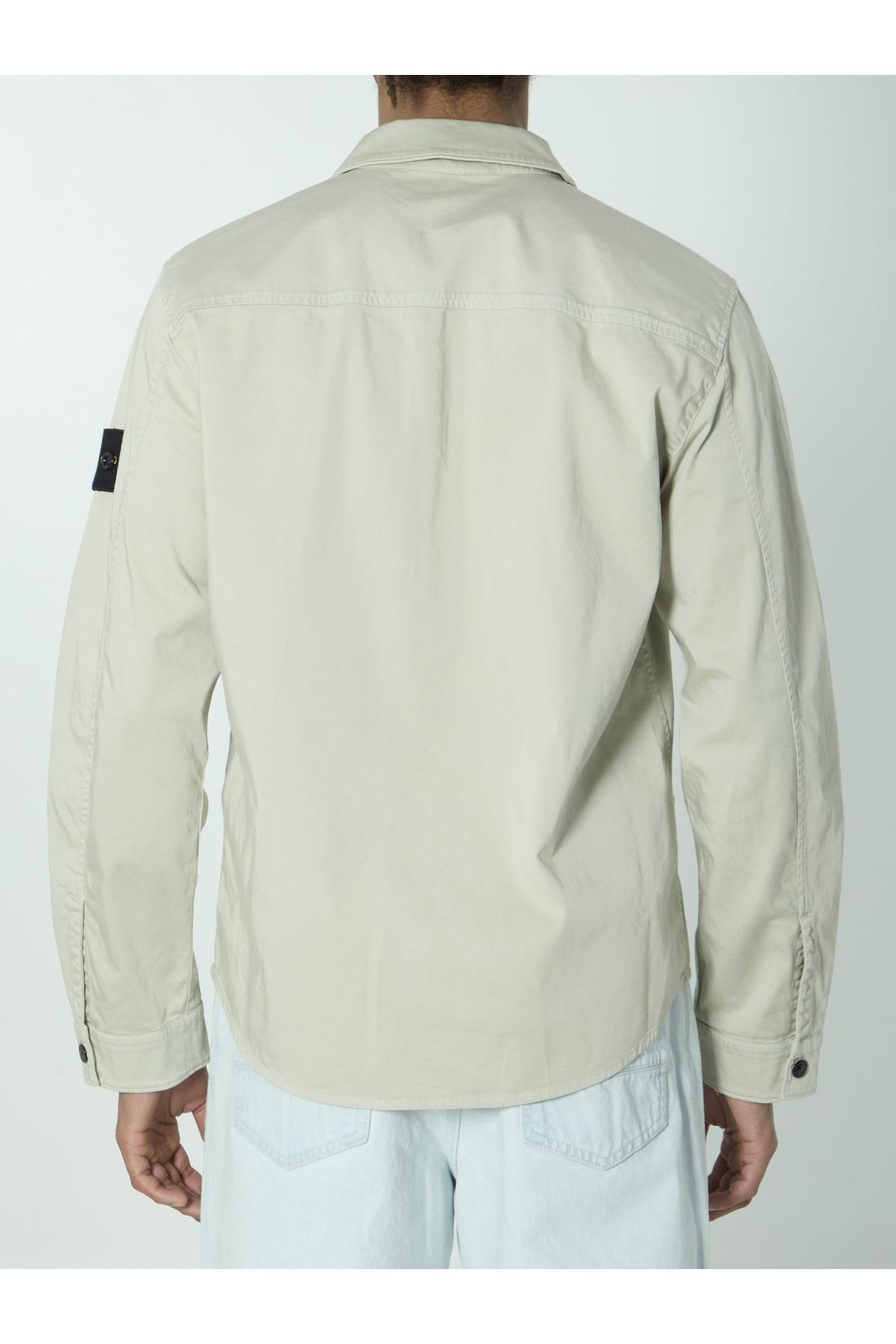 Stone Island-OUTLET-SALE-Organic cotton satin overshirt-ARCHIVIST