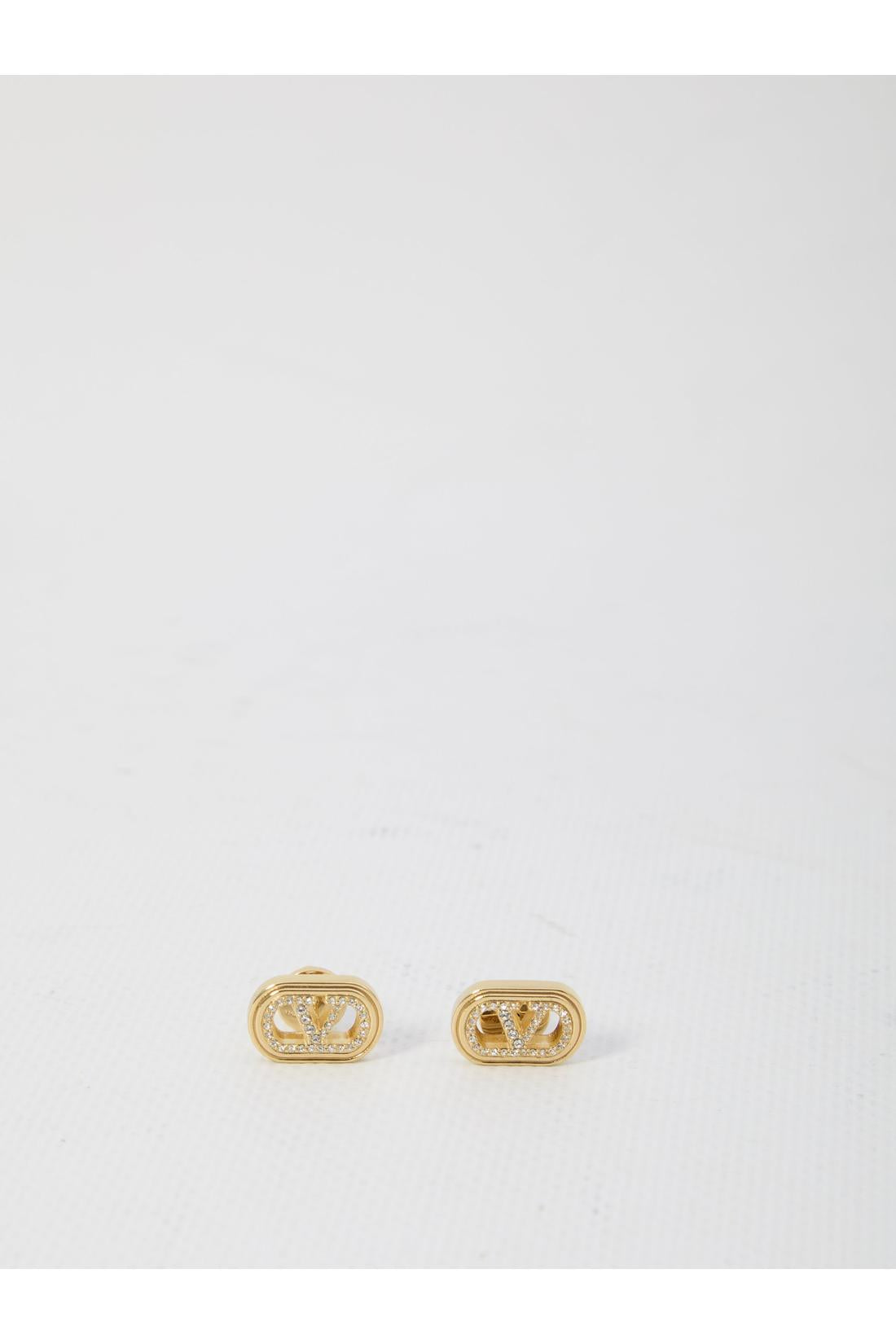 Valentino Garavani-OUTLET-SALE-Ovalette earrings with rhinestones-ARCHIVIST