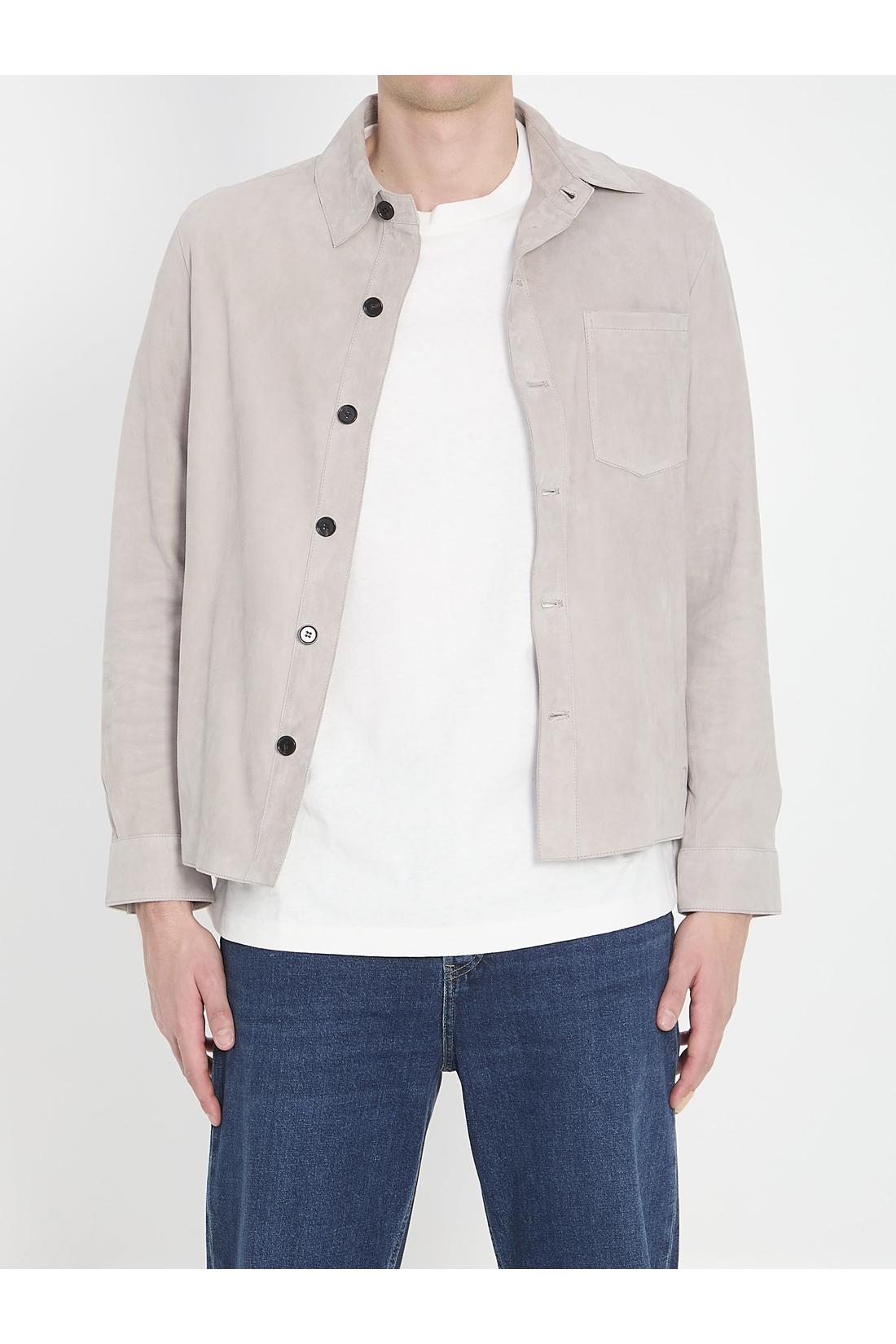 Overshirt in suede leather-Shirts-Arma-OUTLET-48-GRAU-ARCHIVIST-ARCHIVE-SALE