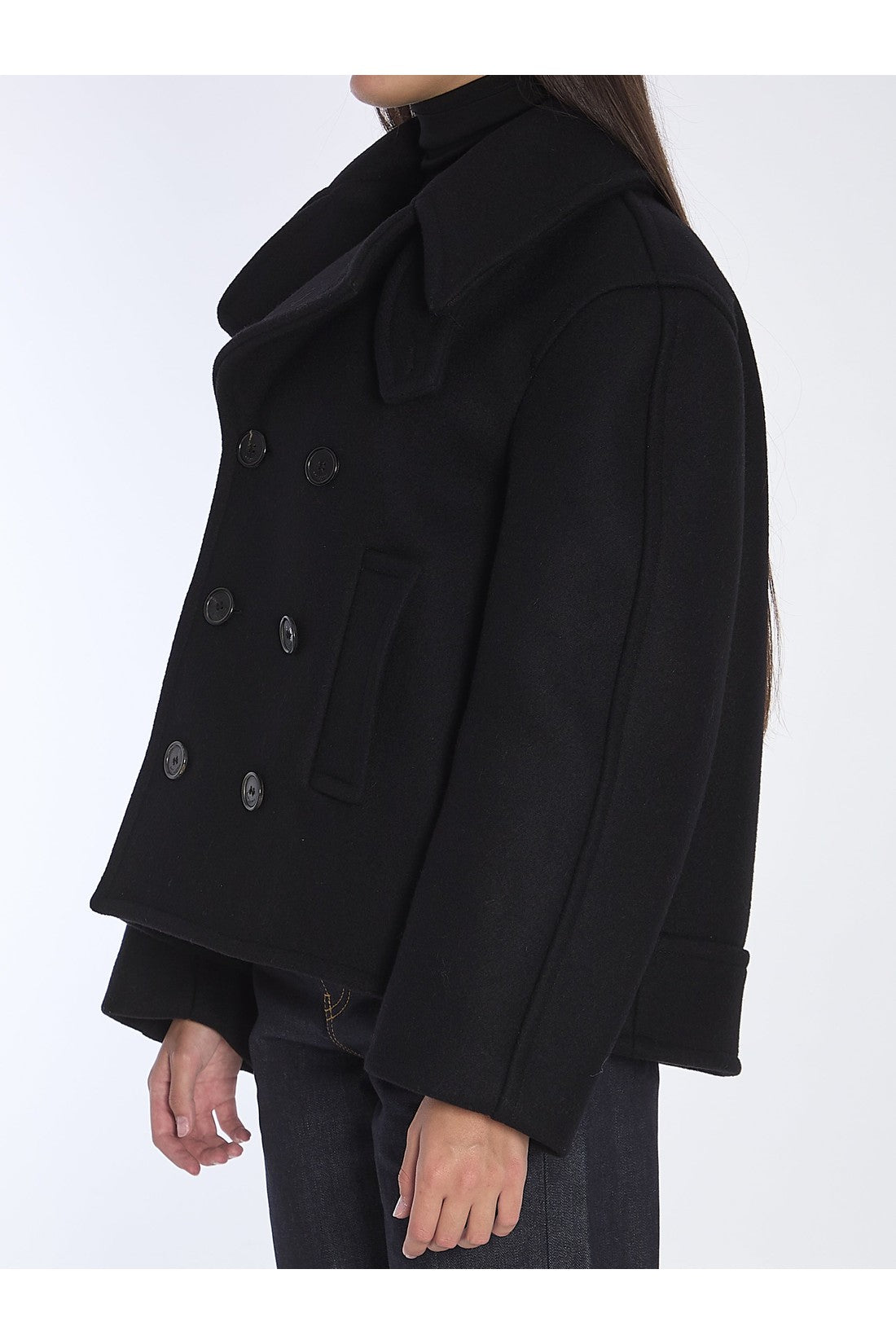 SAINT LAURENT-OUTLET-SALE-Oversize pea coat in wool-ARCHIVIST