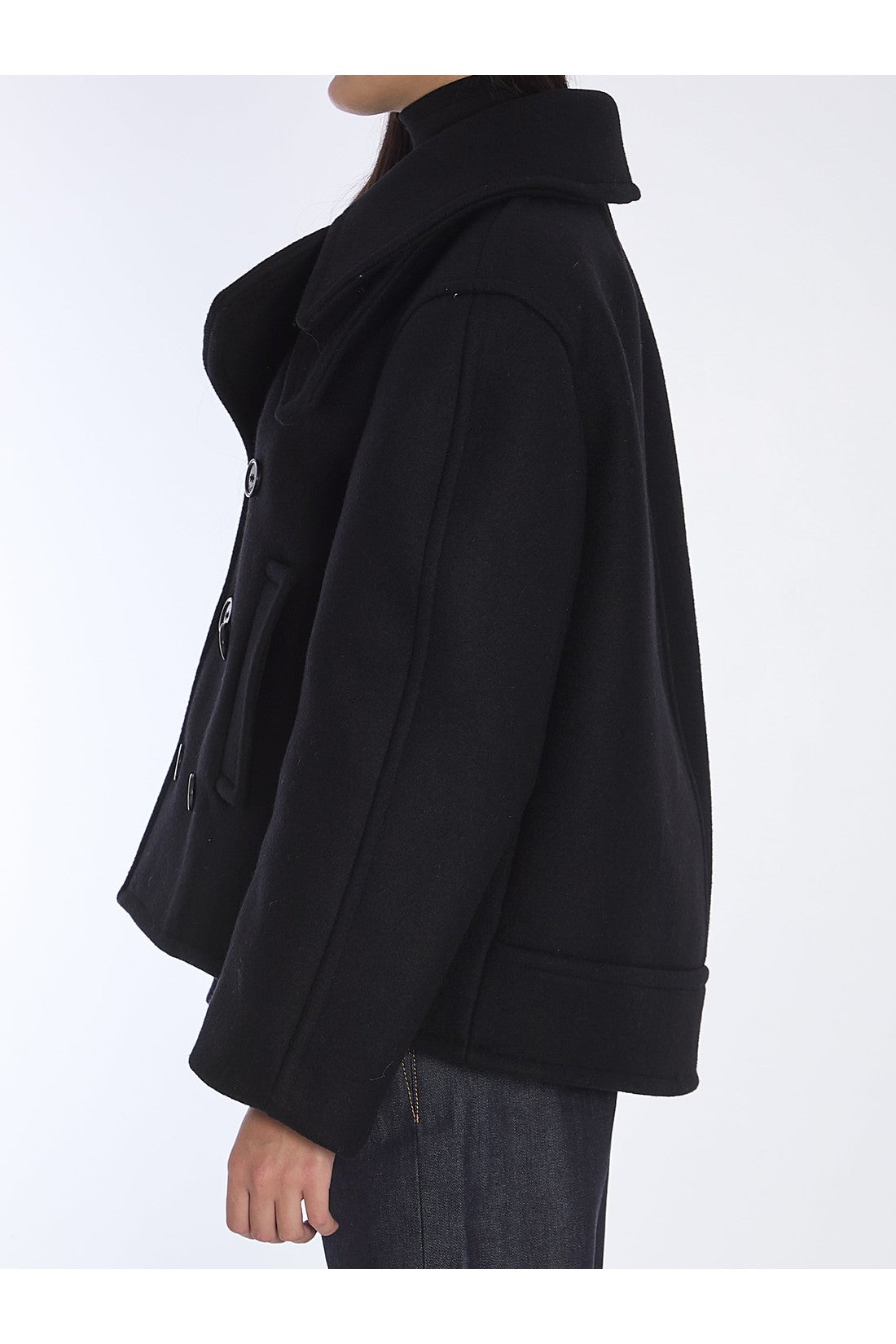 SAINT LAURENT-OUTLET-SALE-Oversize pea coat in wool-ARCHIVIST