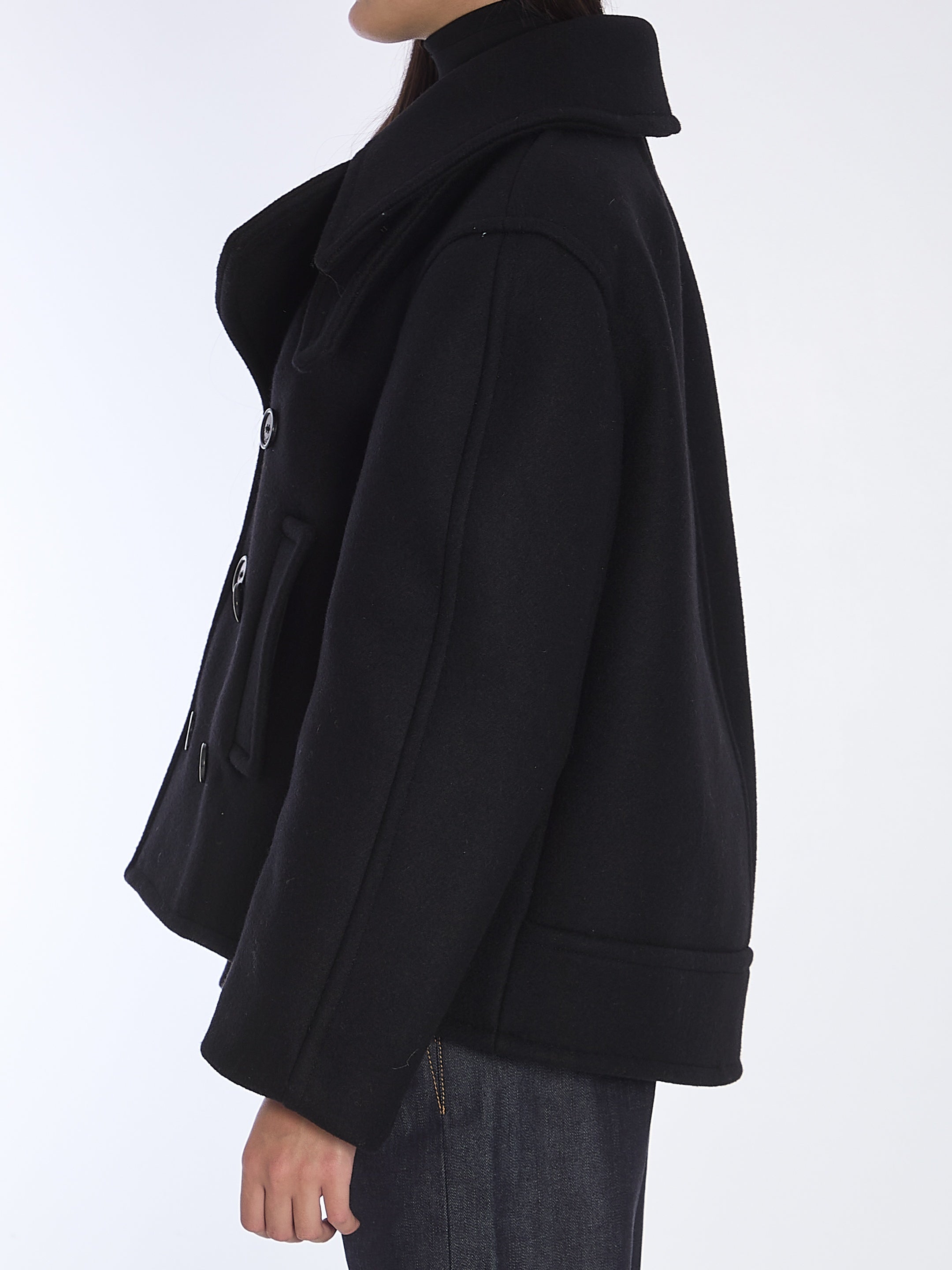 SAINT LAURENT-OUTLET-SALE-Oversize pea coat in wool-ARCHIVIST