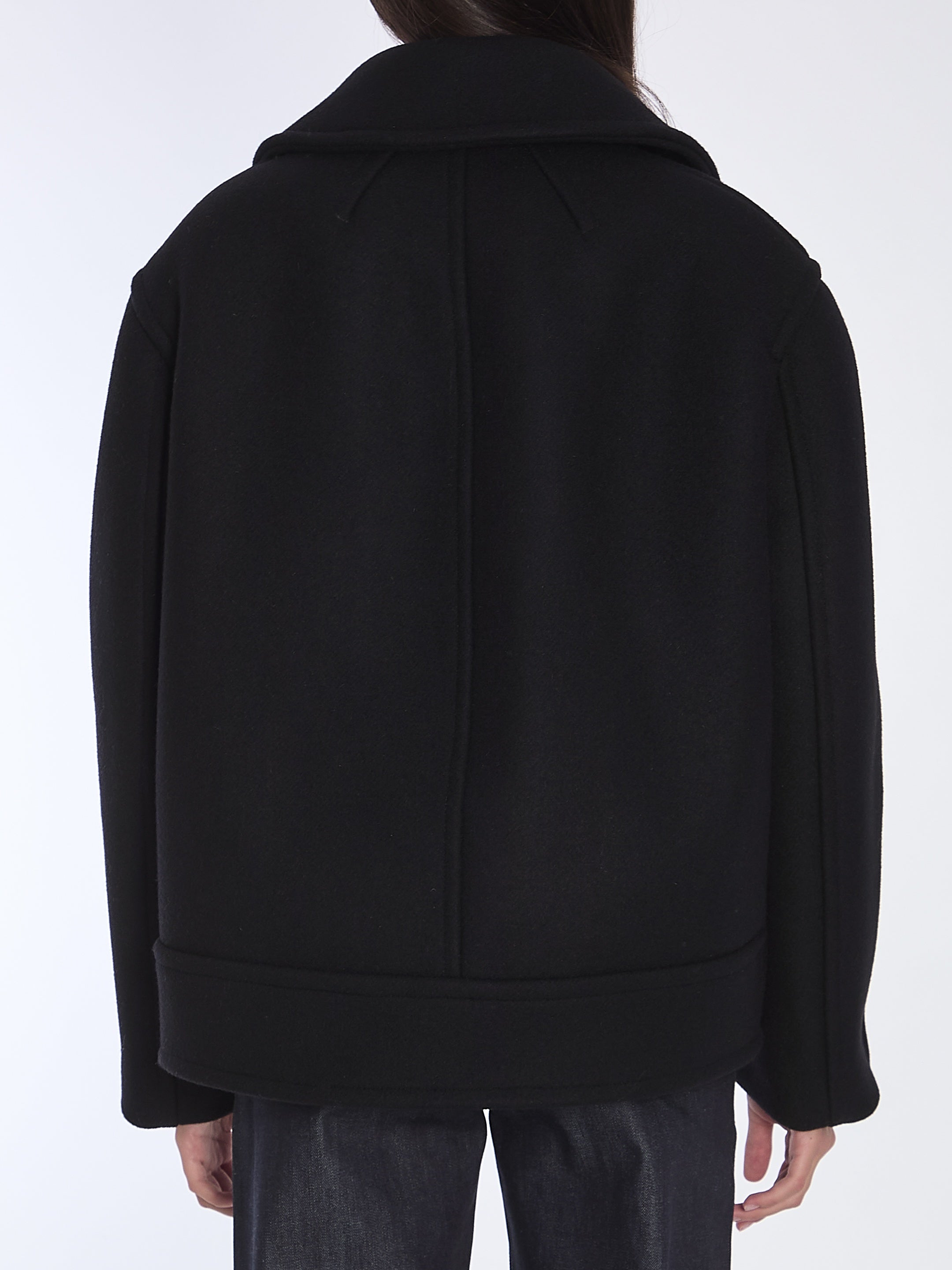 SAINT LAURENT-OUTLET-SALE-Oversize pea coat in wool-ARCHIVIST