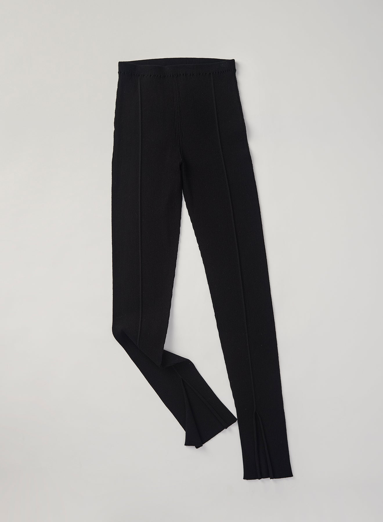 AERON LEO Ribbed-knit slit leggings – black