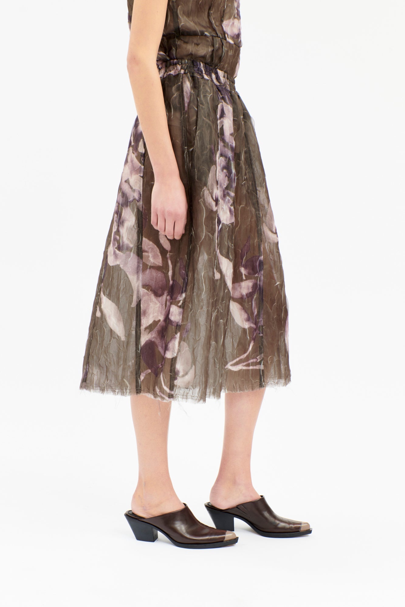 Odeeh-Painted Peonies Rock, Dark Olive-Kleider & Röcke-Black-Deal-Outlet-by-ARCHIVIST