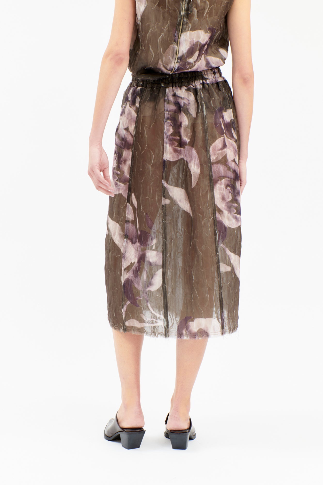 Odeeh-Painted Peonies Rock, Dark Olive-Kleider & Röcke-Black-Deal-Outlet-by-ARCHIVIST