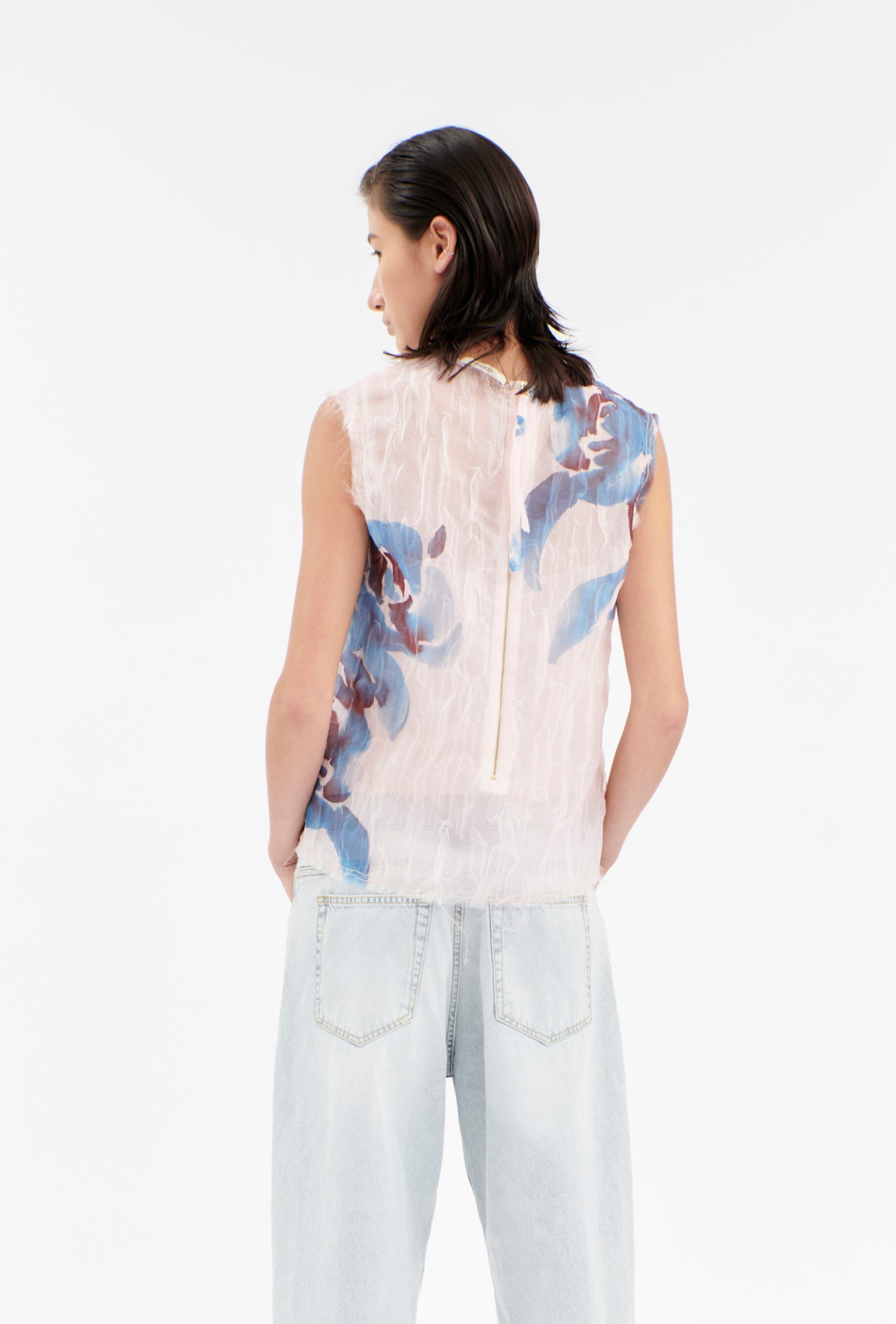 Odeeh-Painted Peonies Shirt, Capri Blue-Shirts-Black-Deal-Outlet-by-ARCHIVIST