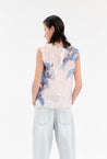 Odeeh-Painted Peonies Shirt, Capri Blue-Shirts-Black-Deal-Outlet-by-ARCHIVIST