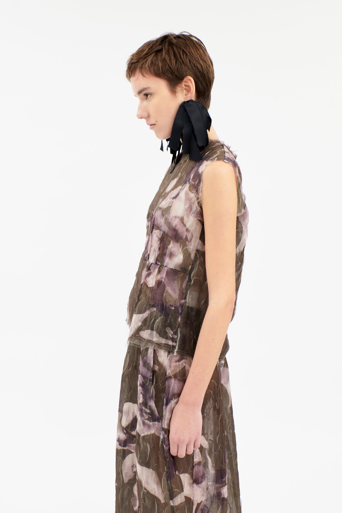 Odeeh-Painted Peonies Shirt, Dark Olive-Shirts-Black-Deal-Outlet-by-ARCHIVIST