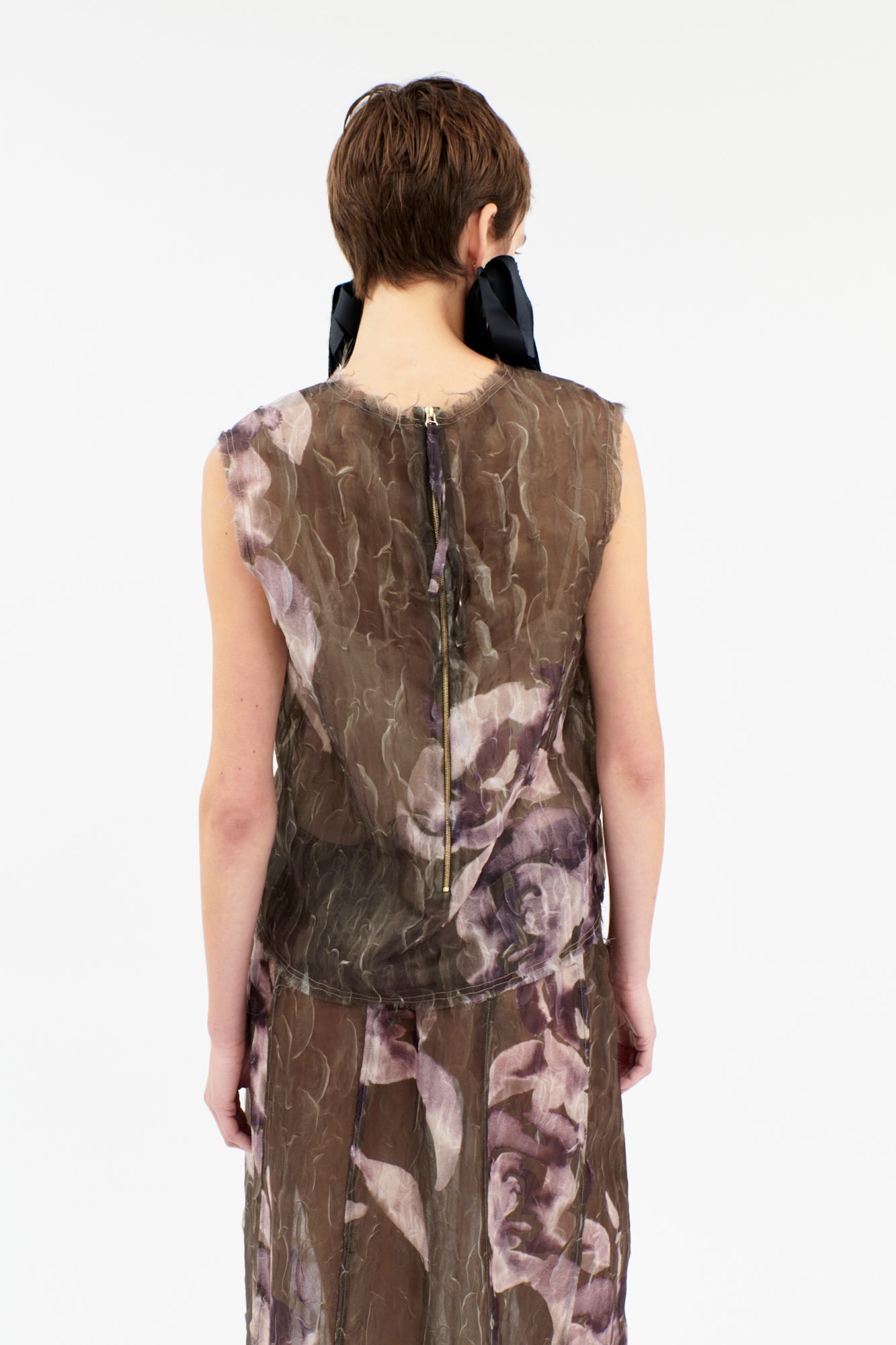 Odeeh-Painted Peonies Shirt, Dark Olive-Shirts-Black-Deal-Outlet-by-ARCHIVIST