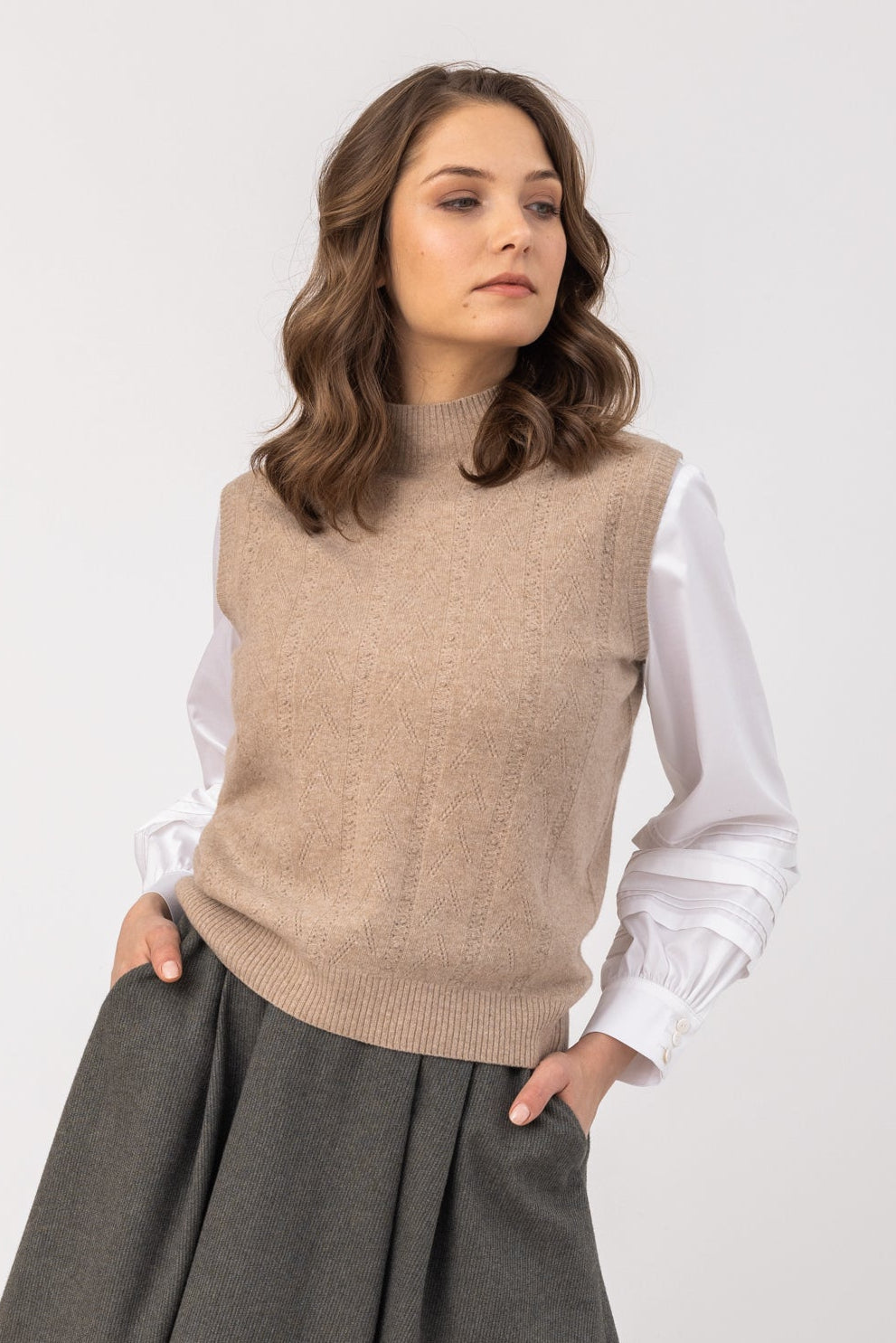 Damen Strick Pullunder Panja-Strick & Pullover-Felicitas-OUTLET-XS-sand-ARCHIVIST-ARCHIVE-SALE