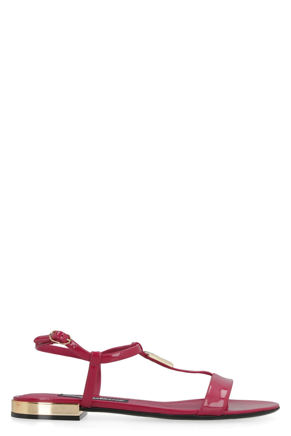 Dolce & Gabbana-OUTLET-SALE-Patent leather flat sandals-ARCHIVIST