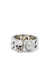 Alexander McQueen-OUTLET-SALE-Pearl Skull Chain Ring-ARCHIVIST