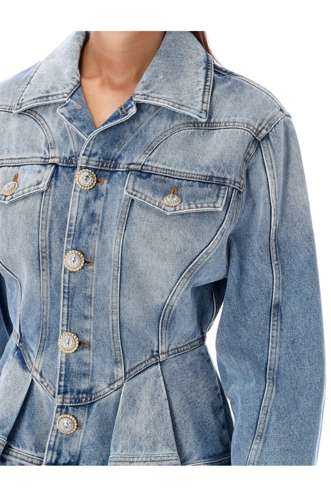 BALMAIN-OUTLET-SALE-Peplum denim jacket-ARCHIVIST