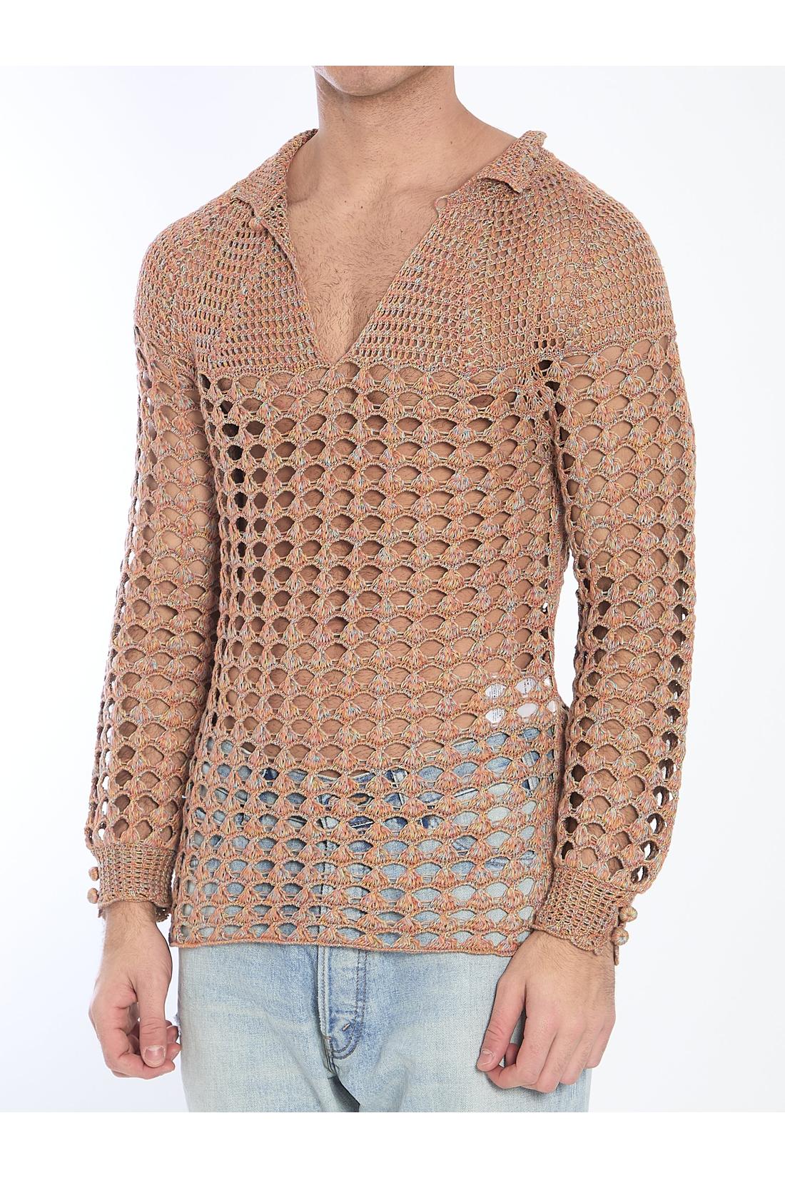 Valentino Garavani-OUTLET-SALE-Perforated knit shirt-ARCHIVIST