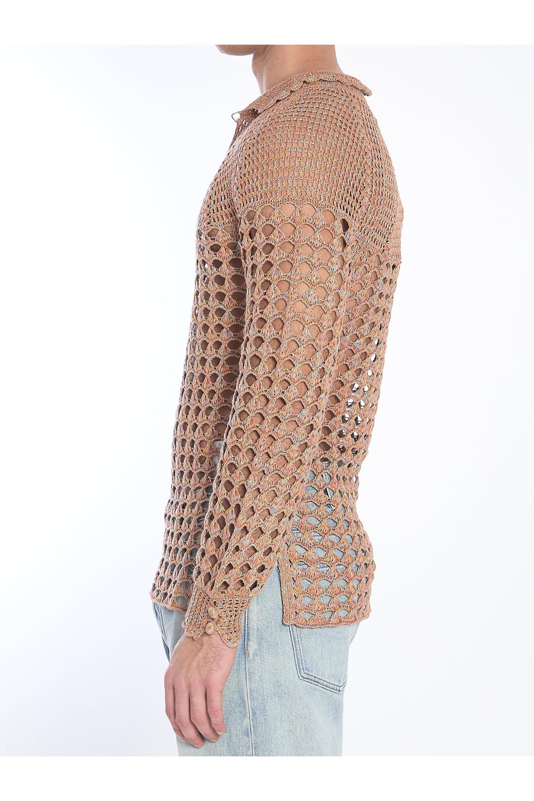 Valentino Garavani-OUTLET-SALE-Perforated knit shirt-ARCHIVIST