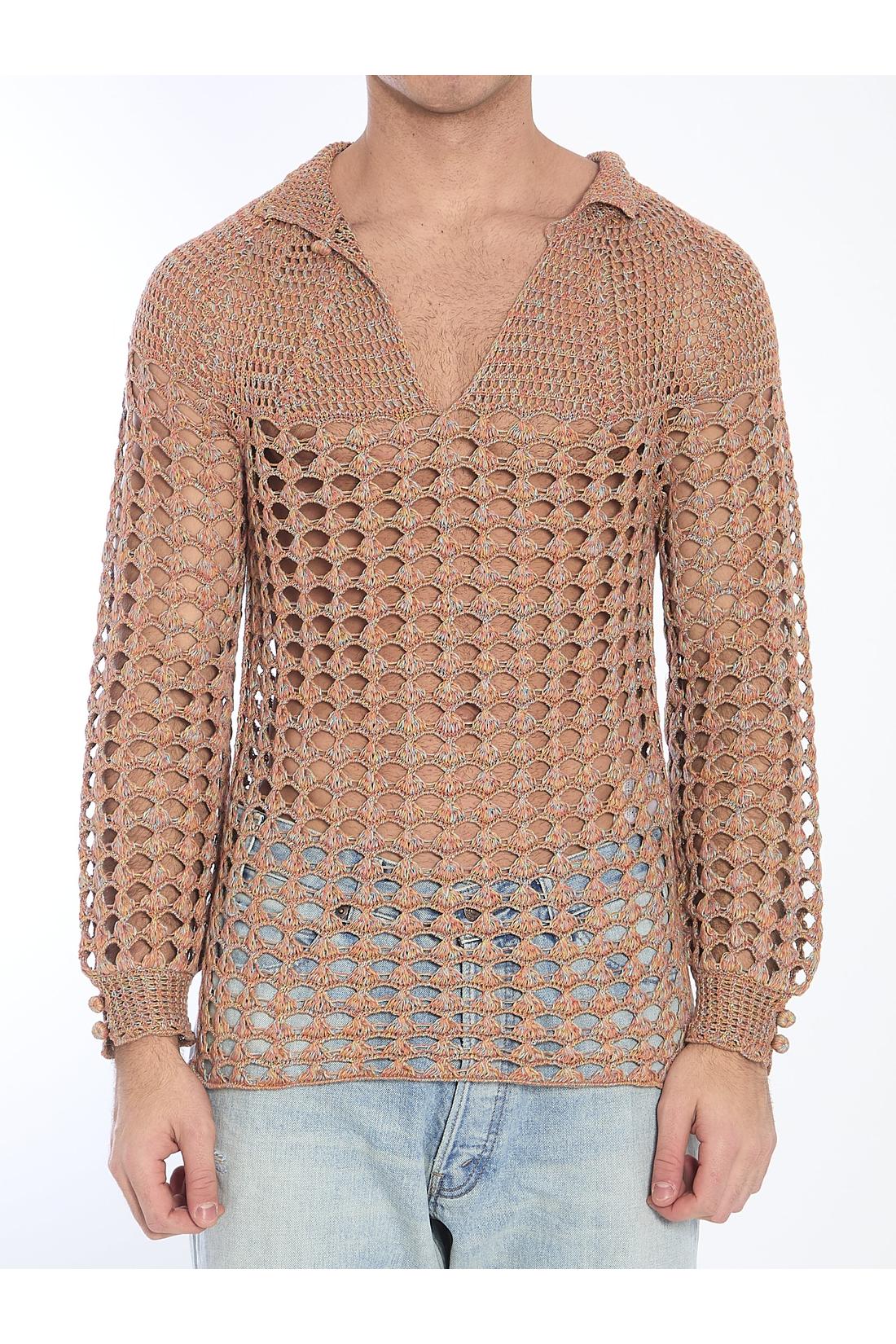 Valentino Garavani-OUTLET-SALE-Perforated knit shirt-ARCHIVIST