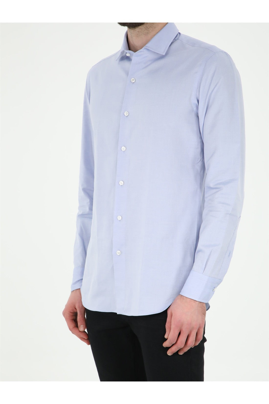 Salvatore Piccolo-OUTLET-SALE-Pin point light blue shirt-ARCHIVIST