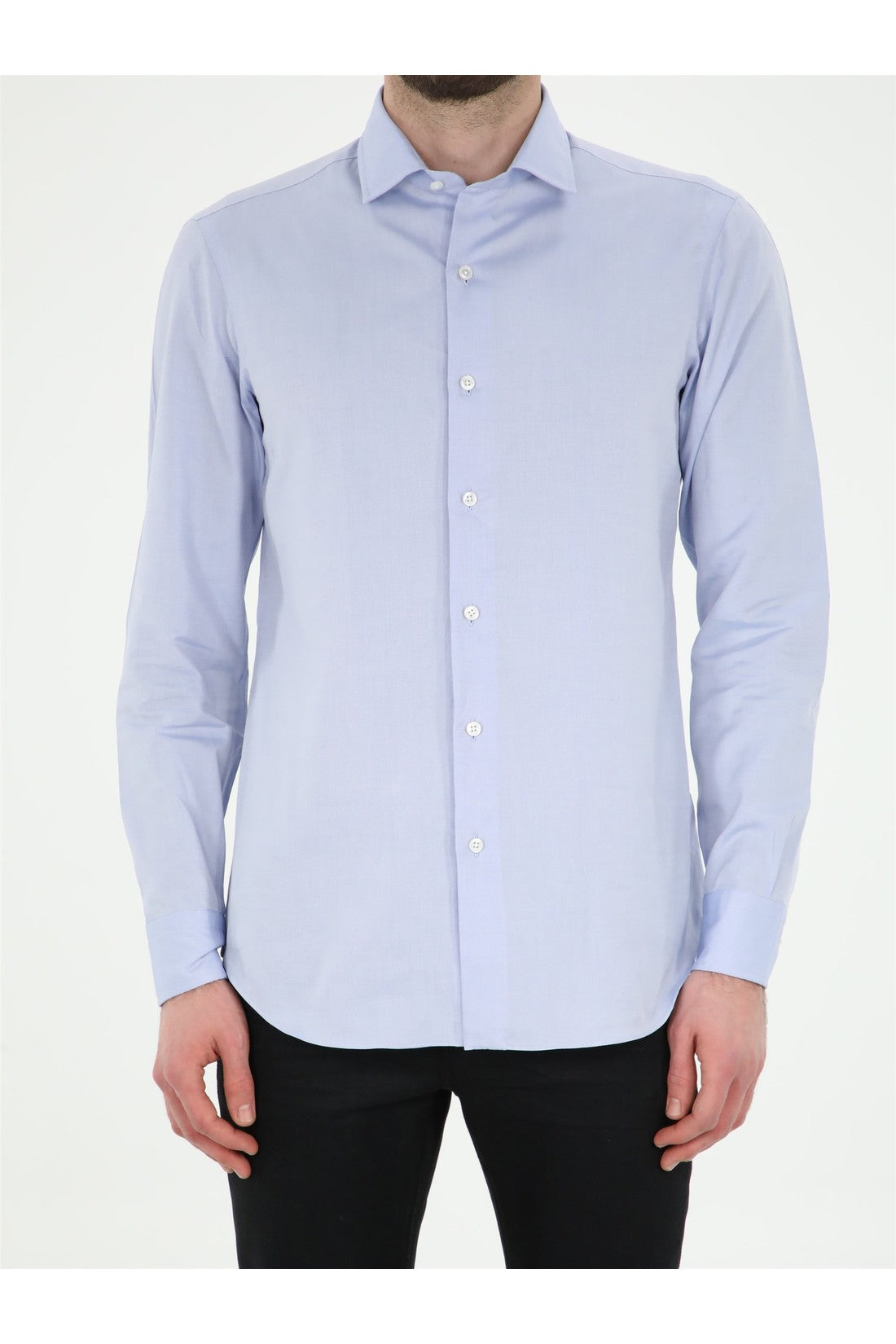 Salvatore Piccolo-OUTLET-SALE-Pin point light blue shirt-ARCHIVIST