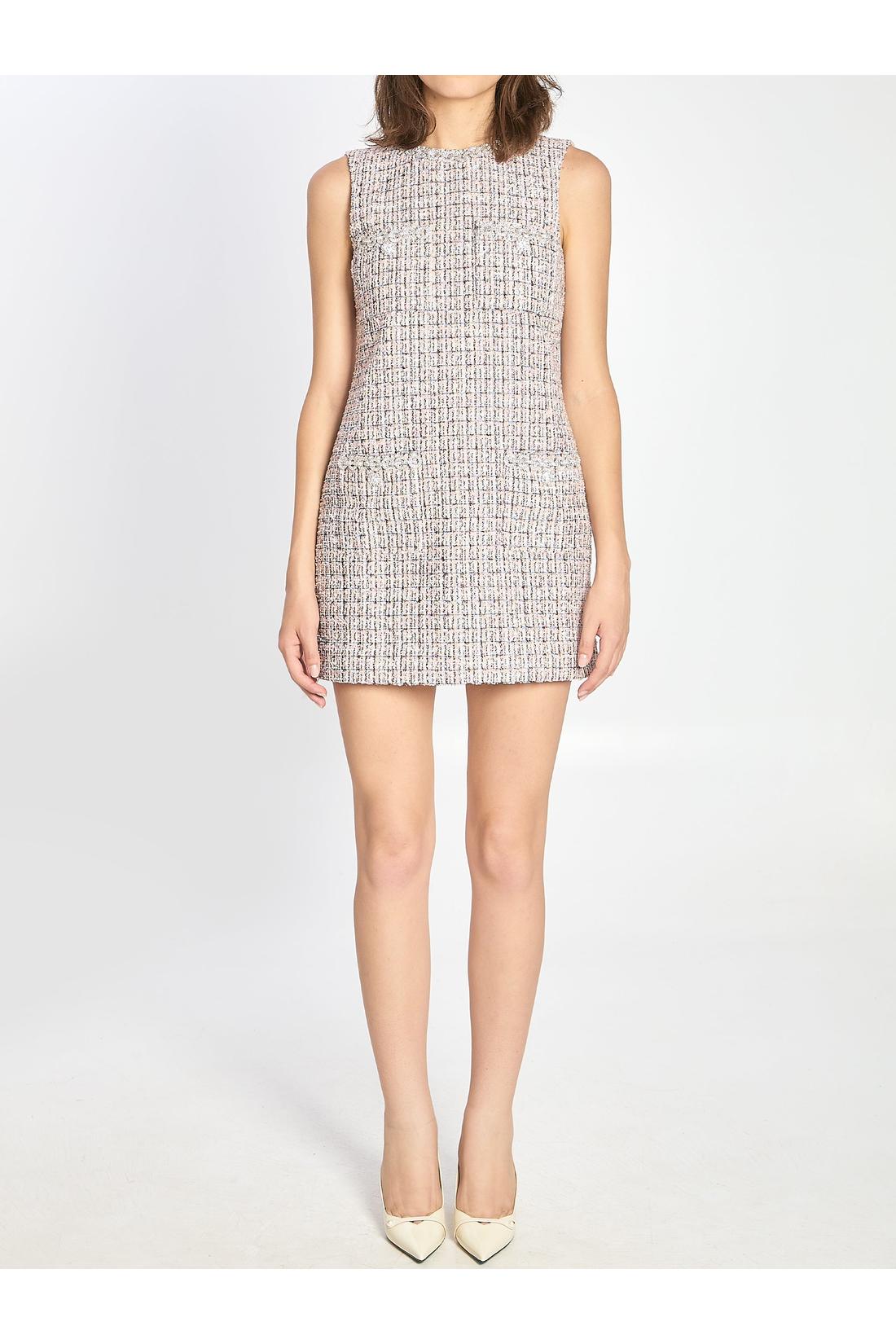 Self Portrait-OUTLET-SALE-Pink bouclé mini dress-ARCHIVIST