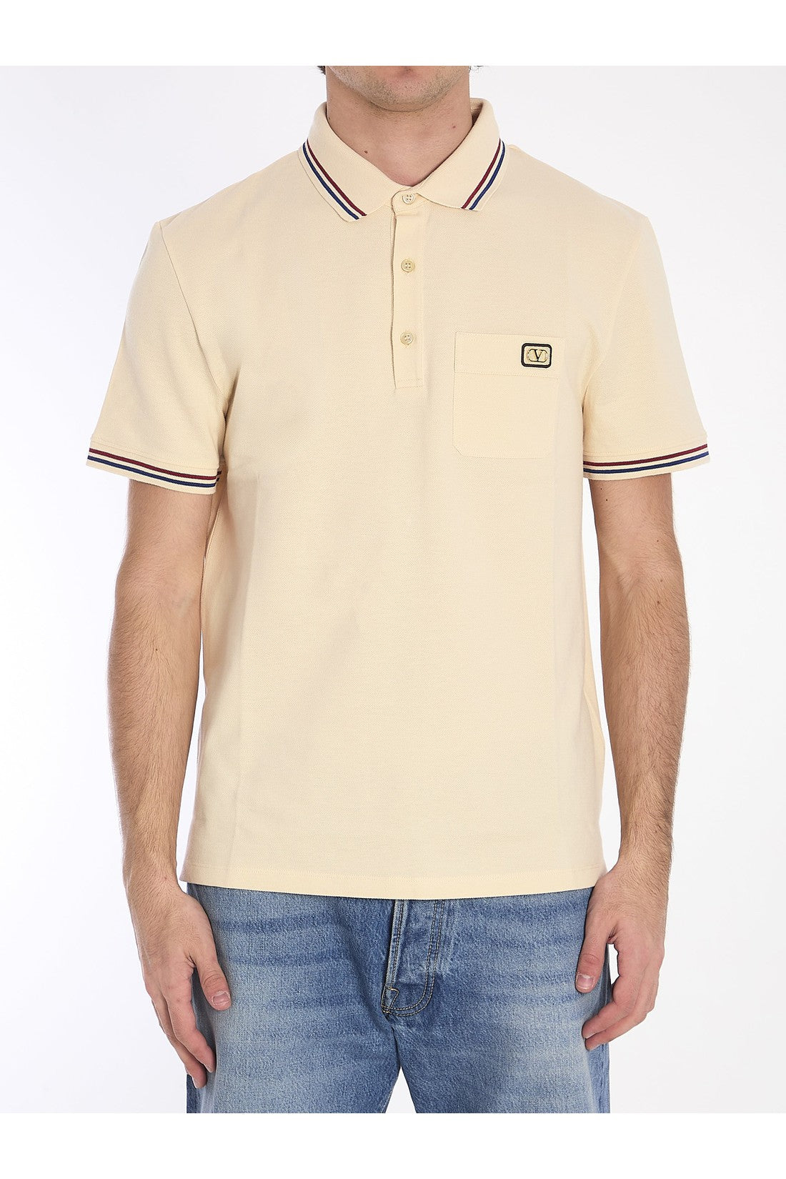 Valentino Garavani-OUTLET-SALE-Piqué cotton polo shirt-ARCHIVIST