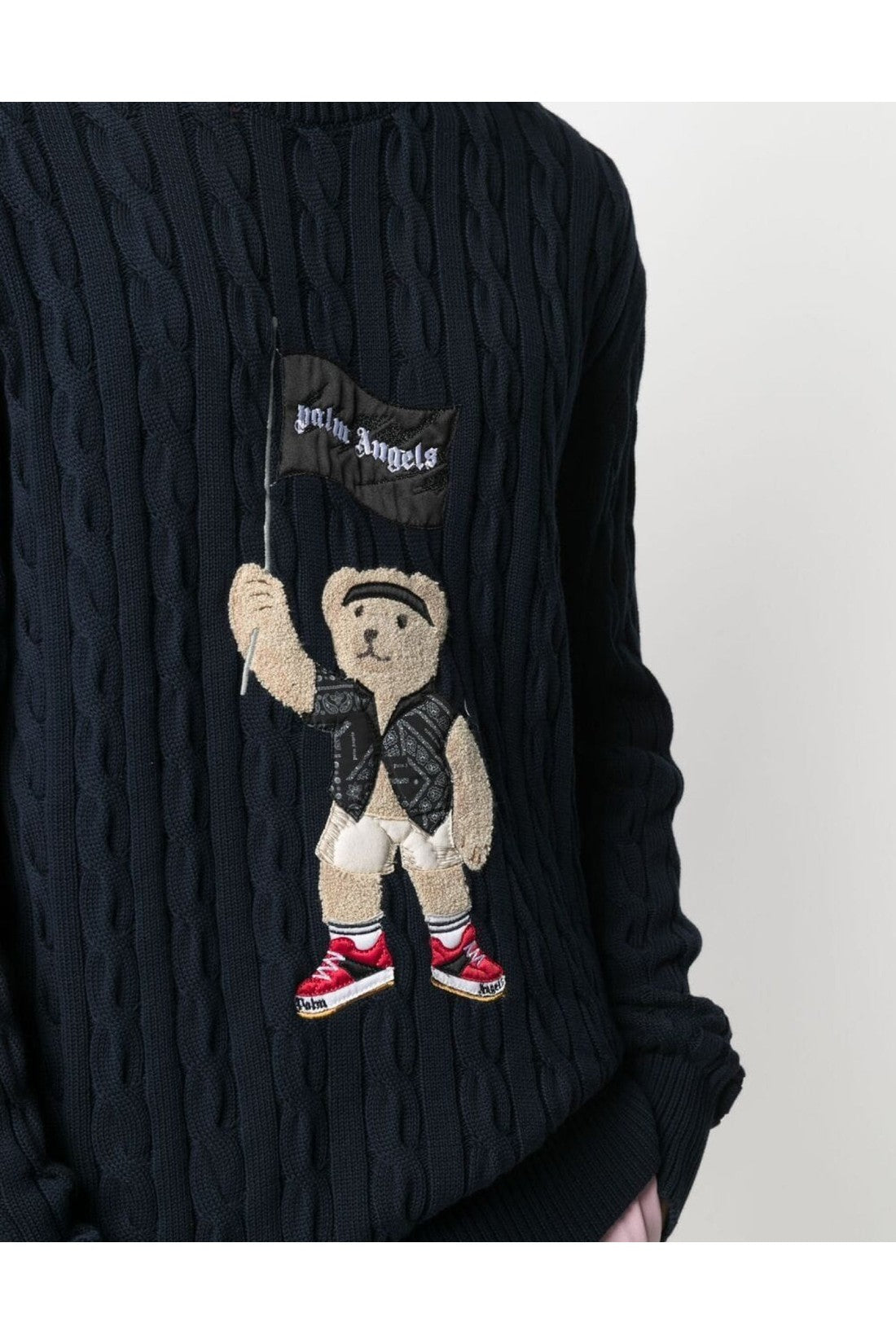 Palm Angels-OUTLET-SALE-Pirate Bear Cable Knit Sweater-ARCHIVIST