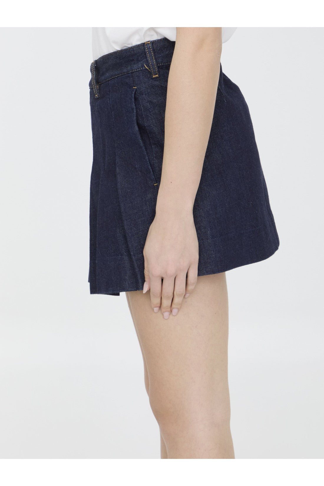 BOTTEGA VENETA-OUTLET-SALE-Pleated denim skirt-ARCHIVIST