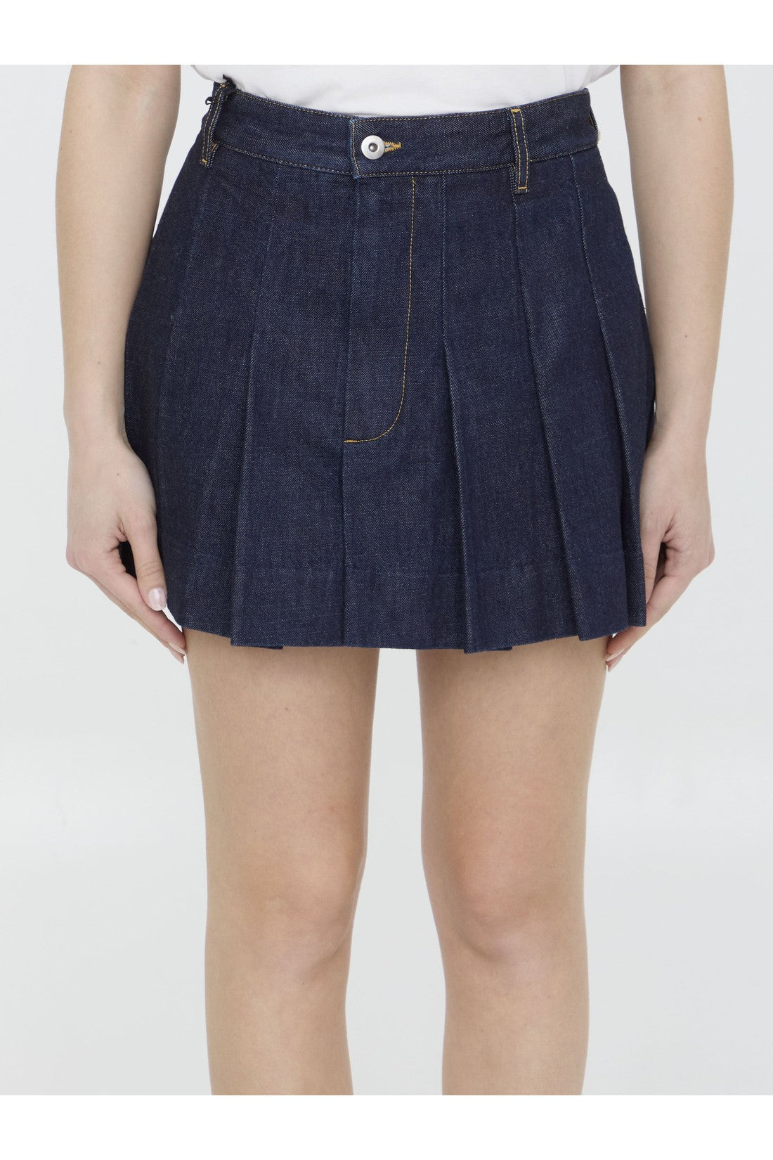 BOTTEGA VENETA-OUTLET-SALE-Pleated denim skirt-ARCHIVIST