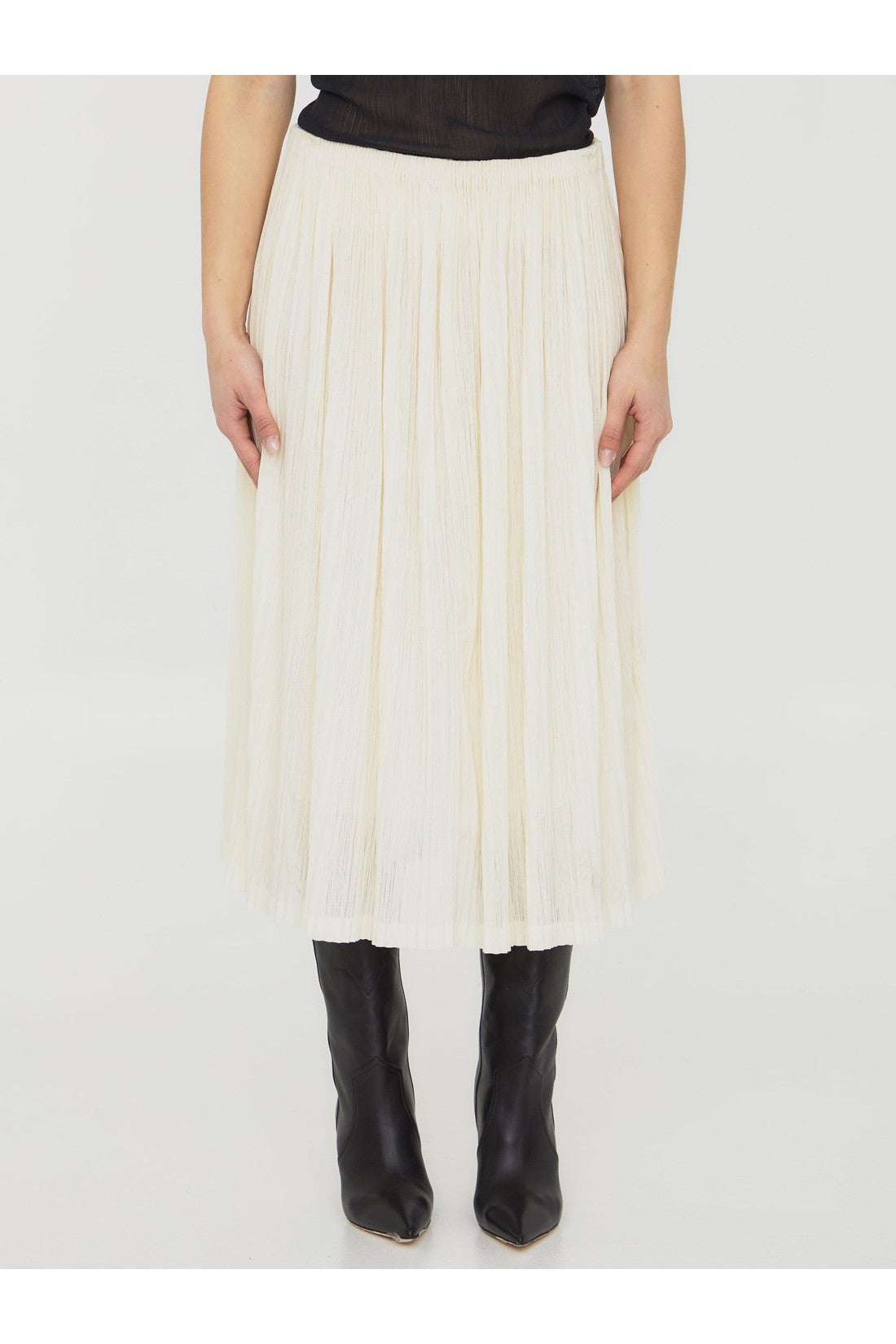 JIL SANDER-OUTLET-SALE-Pleated midi skirt-ARCHIVIST